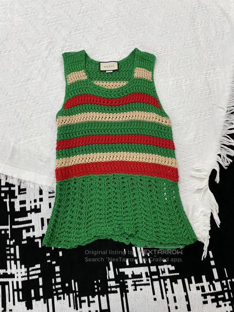 Gucci Gucci Green striped knitted vest sleeveless Size XS / US 0-2 / IT 36-38 - 1 Thumbnail