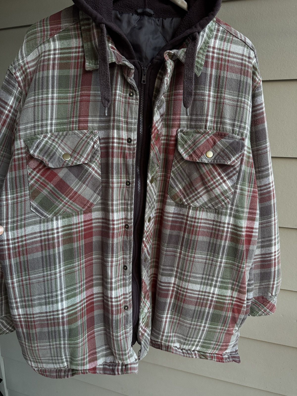 Japanese Brand Grunge Flannel Hooded Jacket Zipped Shirt Quilted Lined XXL Size US XXL / EU 58 / 5 - 3 Thumbnail
