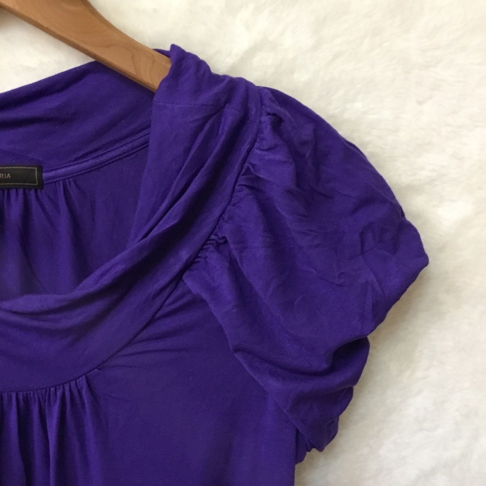 Bcbgmaxazria BCBGMaxAzria Purple Short Sleeve Top Size S / US 4 / IT 40 - 5 Thumbnail