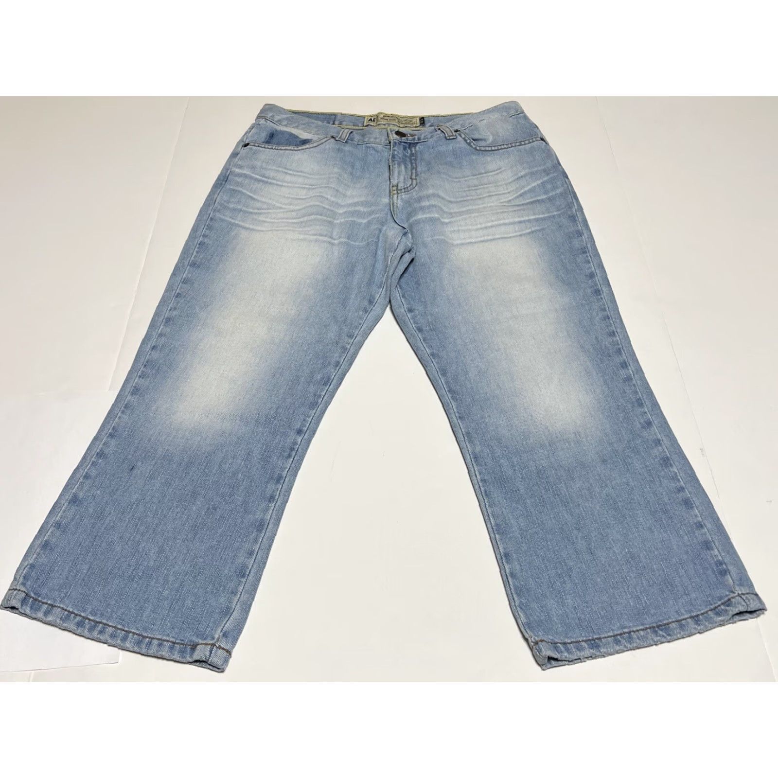 American Eagle Outfitters VINTAGE American Eagle Denim Cropped Capris Jeans Women 8 31x21 Blue Cotton Blend Mid Rise 90s Pockets Logo Modern Casual Style Womens Size 30" / US 8 / IT 44 - 2 Thumbnail