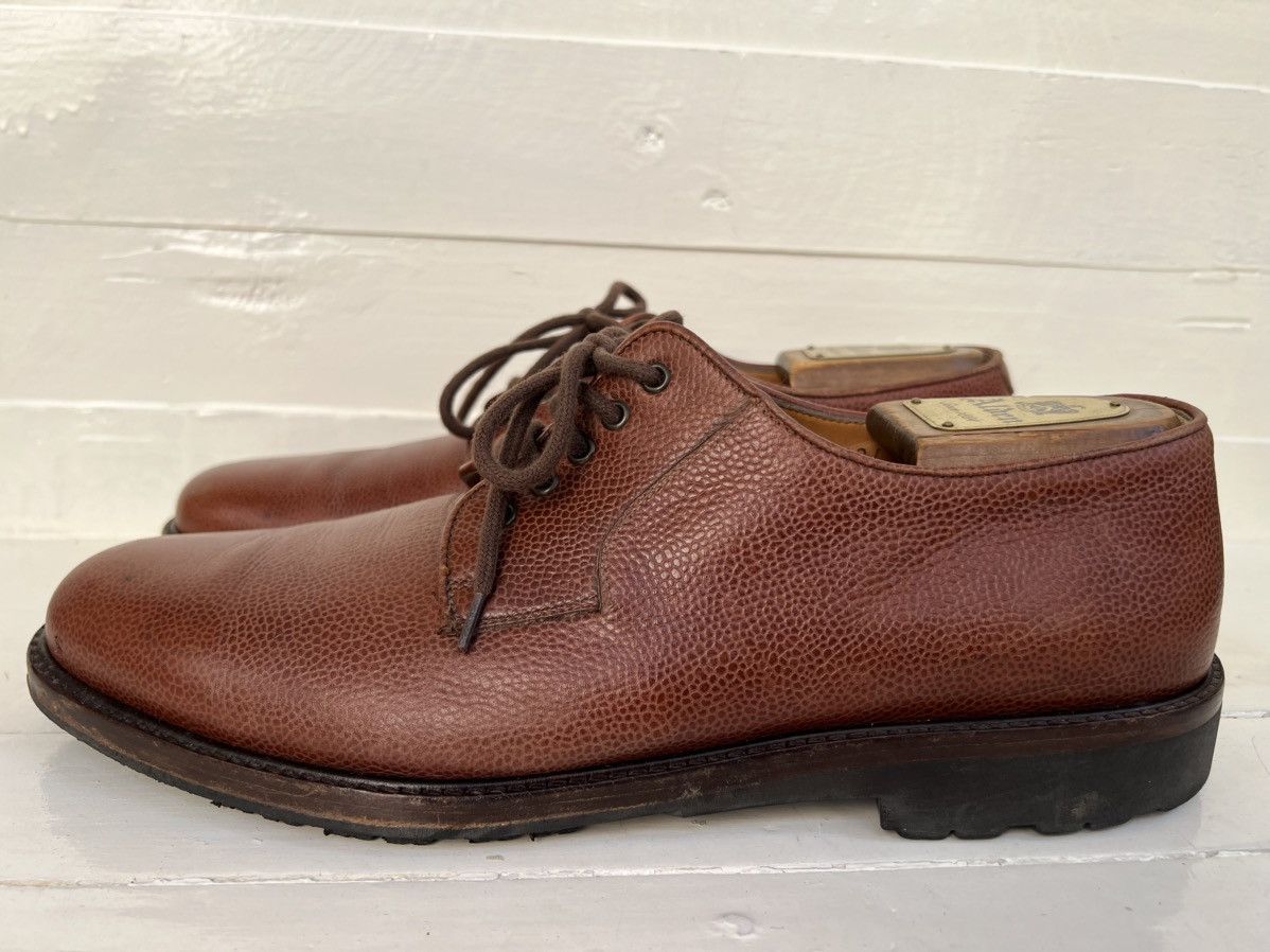 Salvatore Ferragamo Salvatore Ferragamo Brown Leather Pebble Grain Lace Up Shoes Size US 10.5 / EU 43-44 - 4 Thumbnail