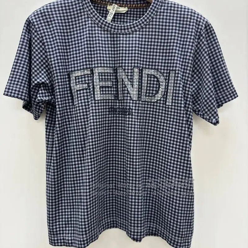Fendi Fendi Short Sleeve Gingham Cotton T-Shirt . Size S / US 4 / IT 40 - 1 Thumbnail