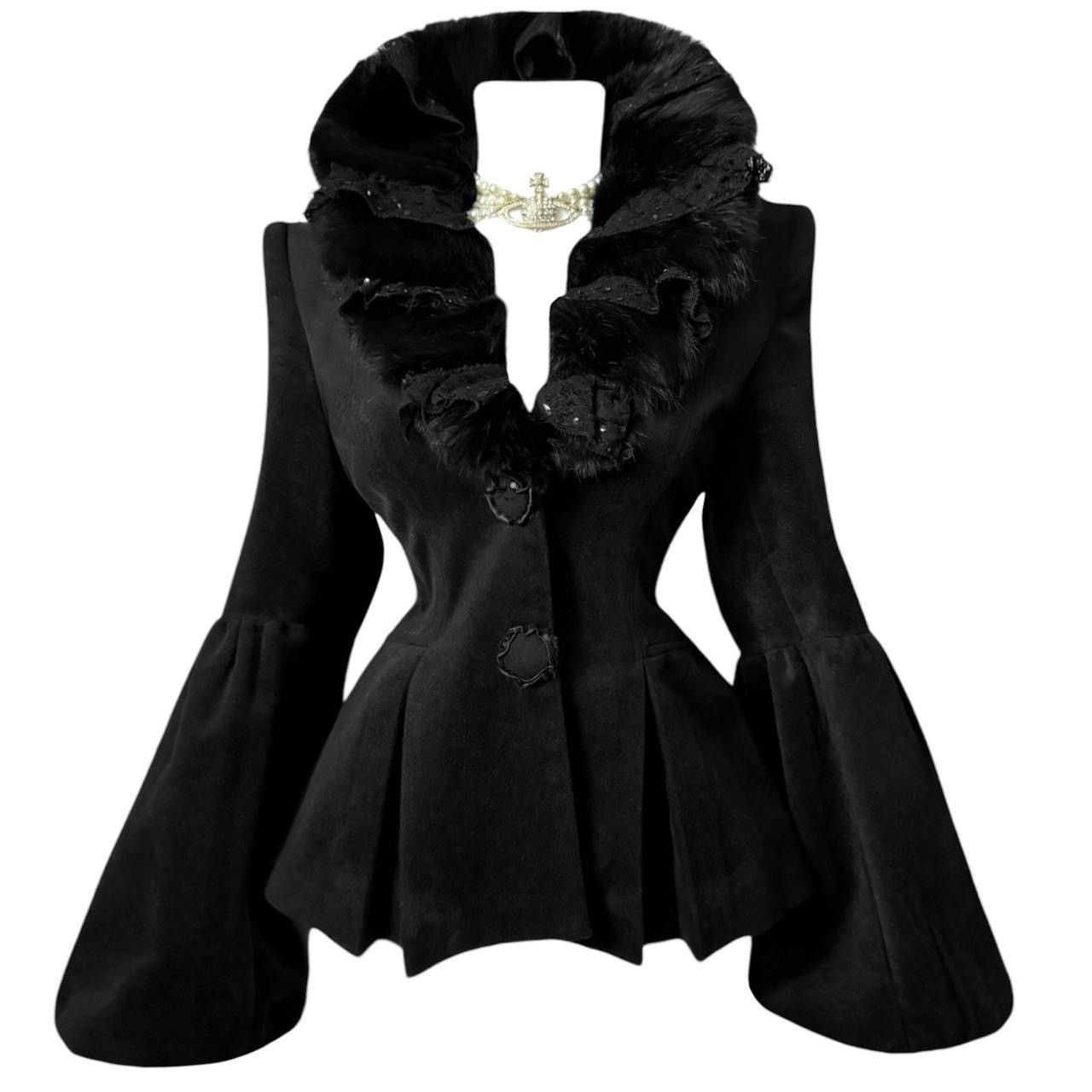 Vintage Incredible vintage coat with voluminous sleeves fur elements Size S / US 4 / IT 40 - 1 Thumbnail