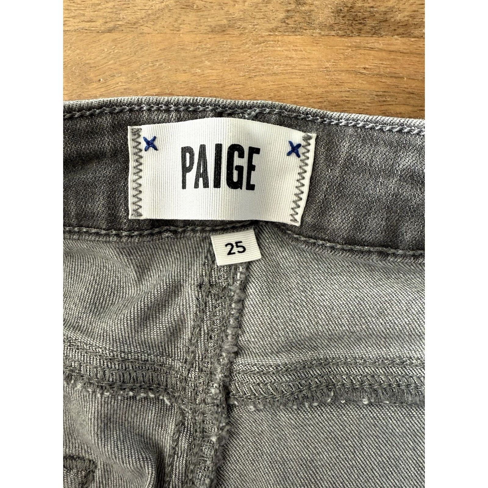 Paige Paige Jeans Ankle Gray Womens Size 25 Slim Denim Cotton Blend 5-Pocket Rise Mid 27in Inseam Stretch Button Zip Logo Bohemian City Preppy Band Size 42" / US 20 - 3 Thumbnail