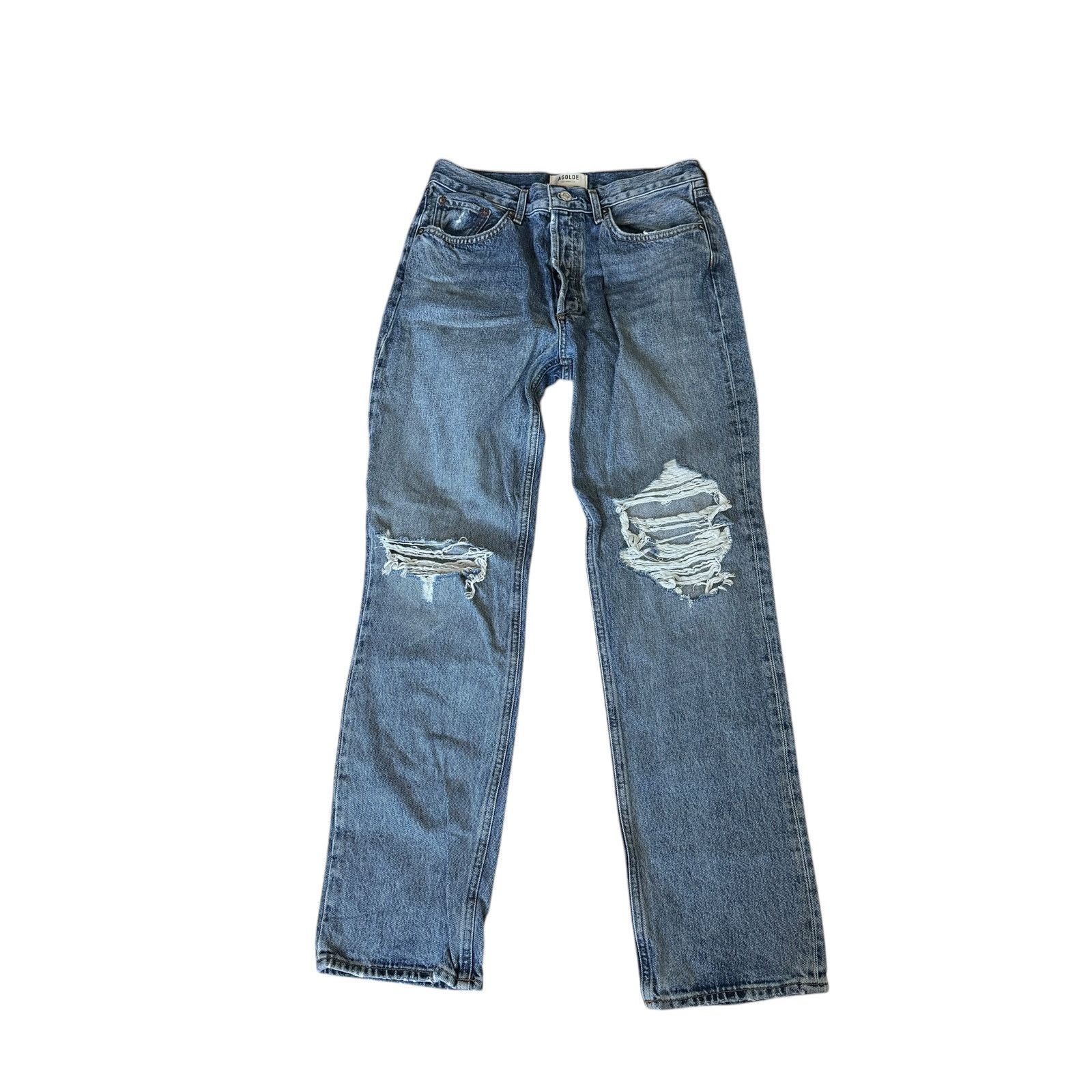 Agolde AGOLDE Lana Straight Jean Backdrop Distressed Size 28" / US 6 / IT 42 - 2 Thumbnail
