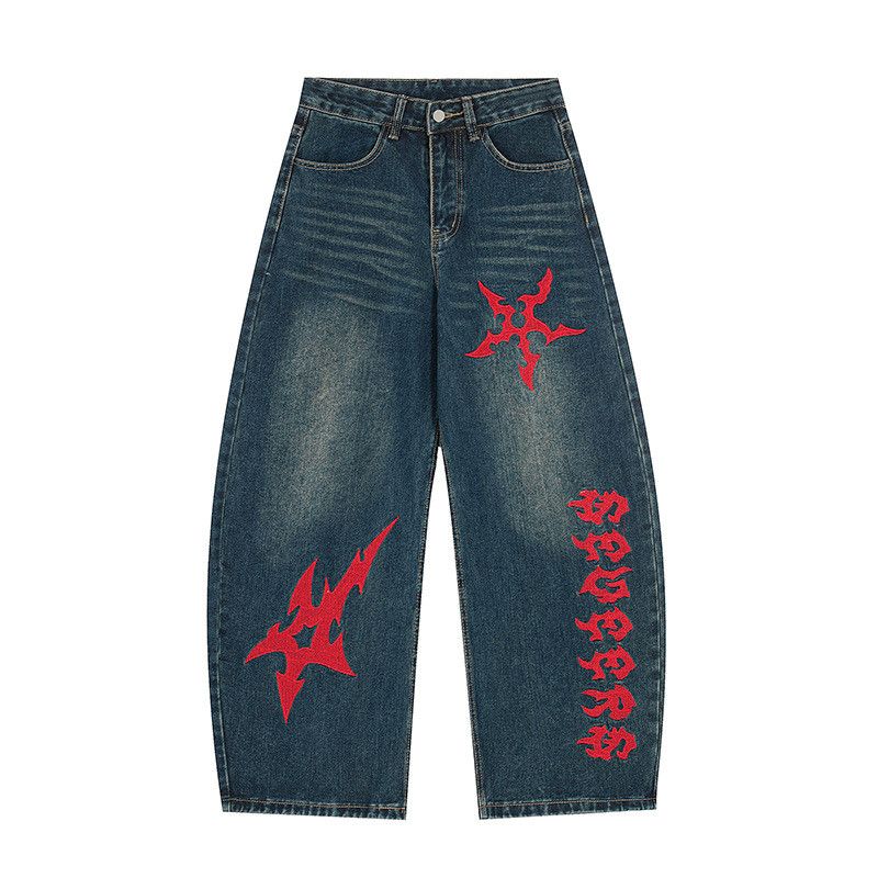 Jean American retro men's loose straight distressed curved jeans Size US 32 / EU 48 - 1 Thumbnail