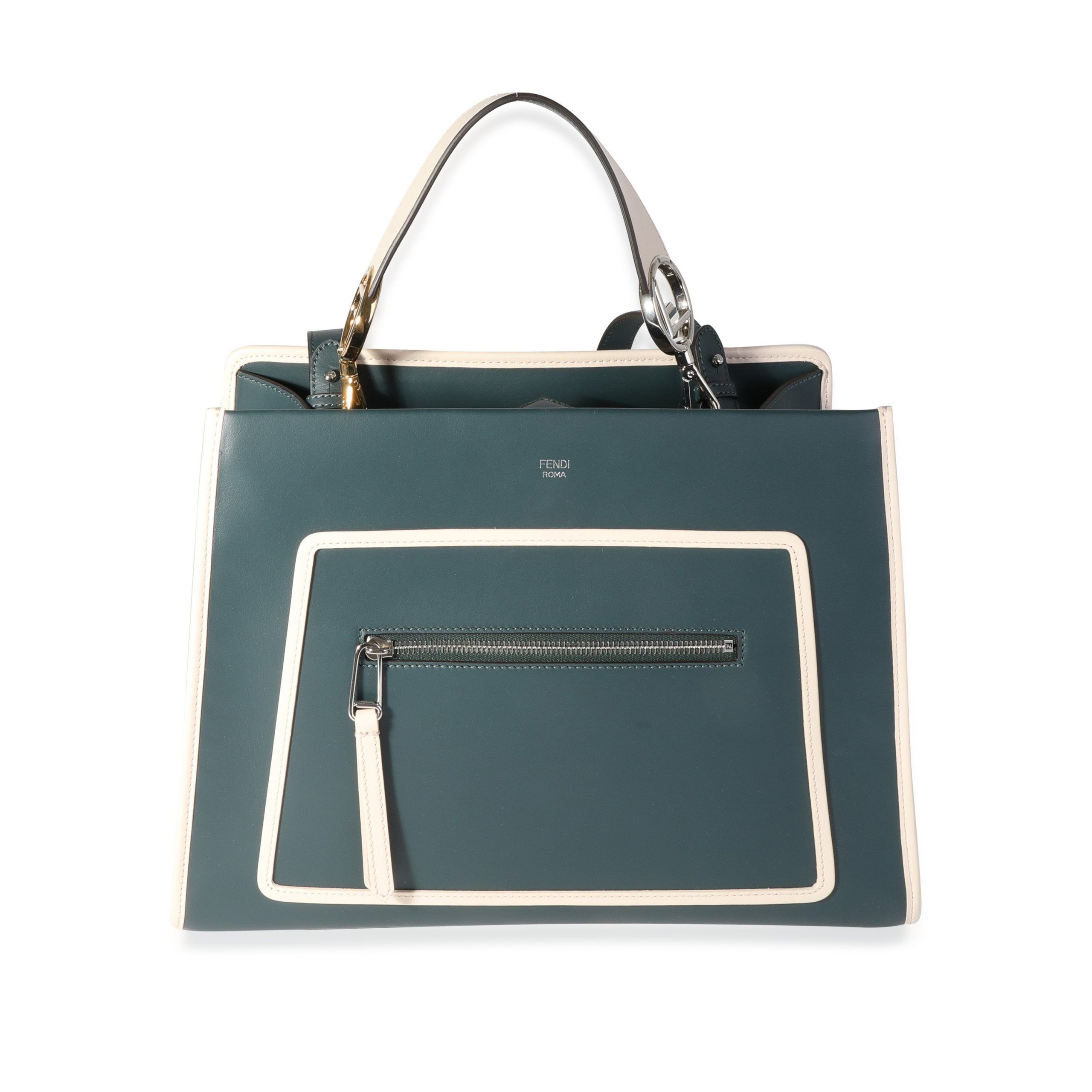 image of Fendi Amazonia & Camellia Leather Medium Runaway Bag in Blue, Women's