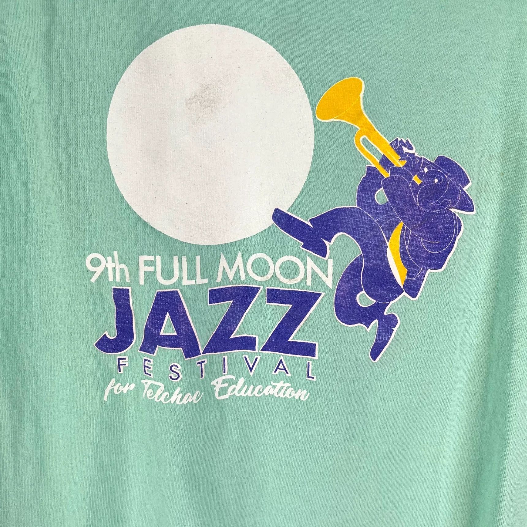 Vintage Yazbek Men's Graphic T-Shirt 9th Full Moon Jazz Festival Blue Size Large Size US L / EU 52-54 / 3 - 2 Thumbnail