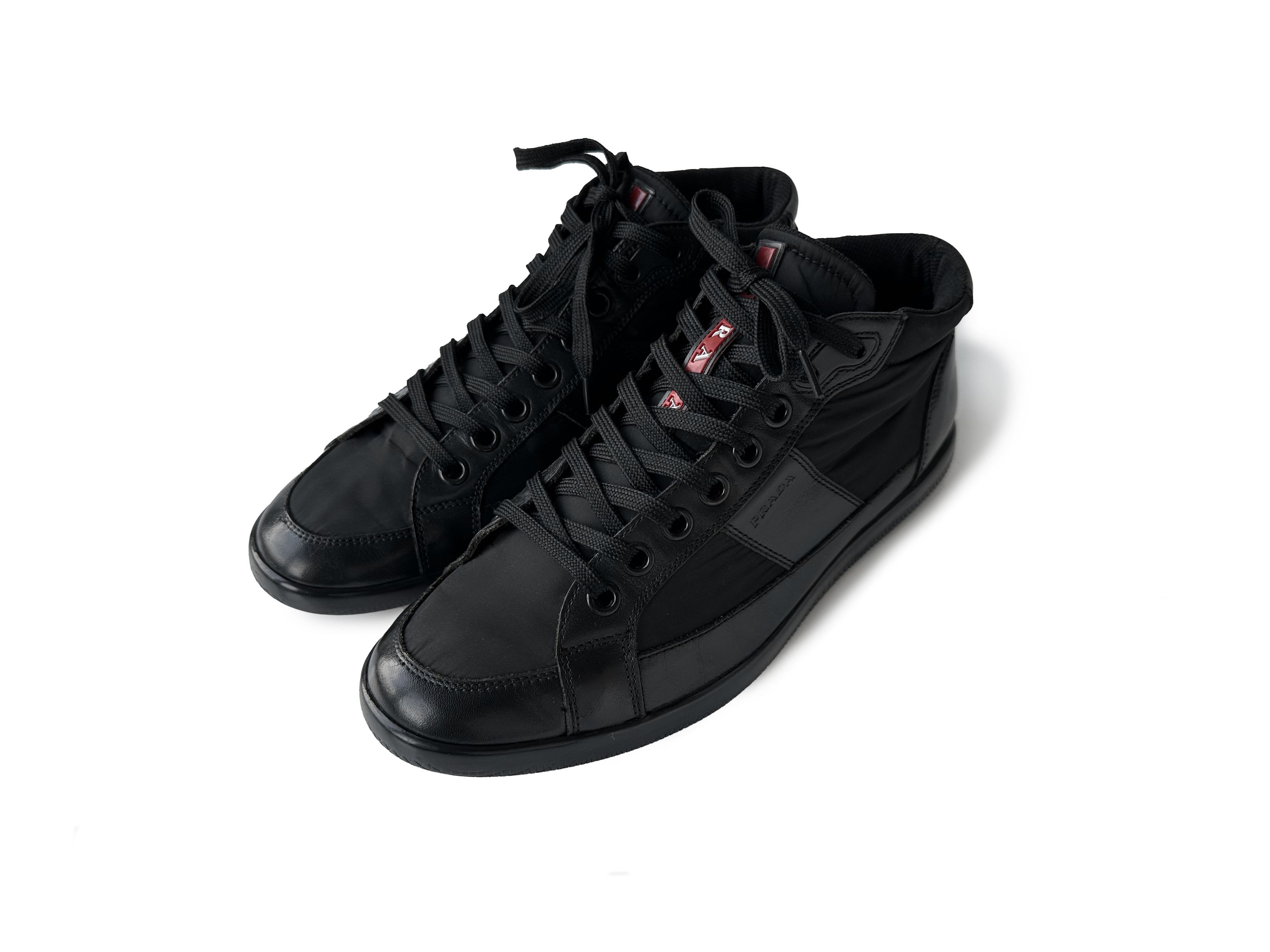 Prada Prada black leather/nylon hitop sneakers Size US 8 / EU 41 - 1 Thumbnail