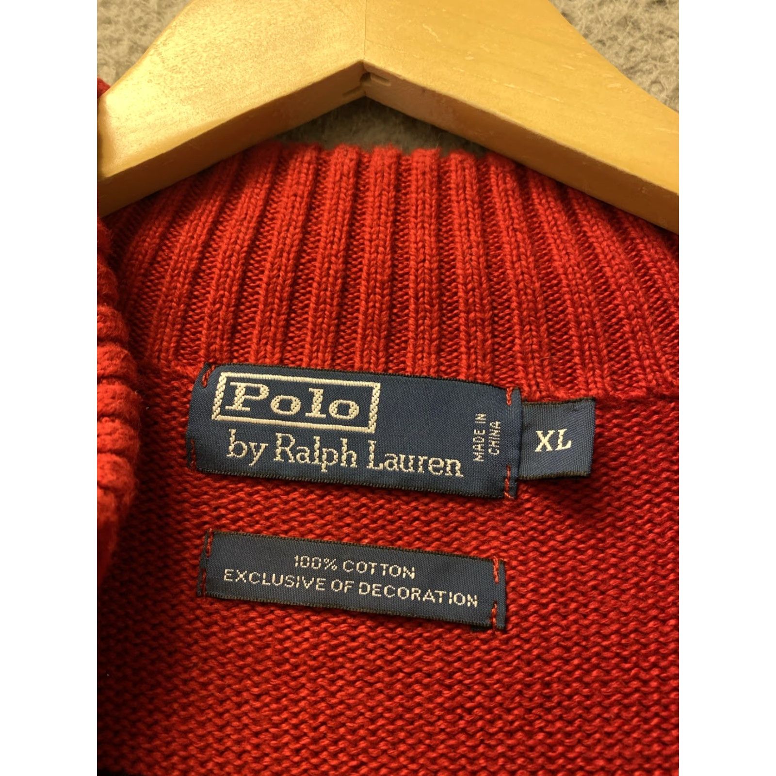 Polo Ralph Lauren Polo Ralph Lauren Men’s Sweater Quarter-Zip Knit Red Striped XL Long Sleeve Zip Logo Embroidered Size US XL / EU 56 / 4 - 4 Thumbnail