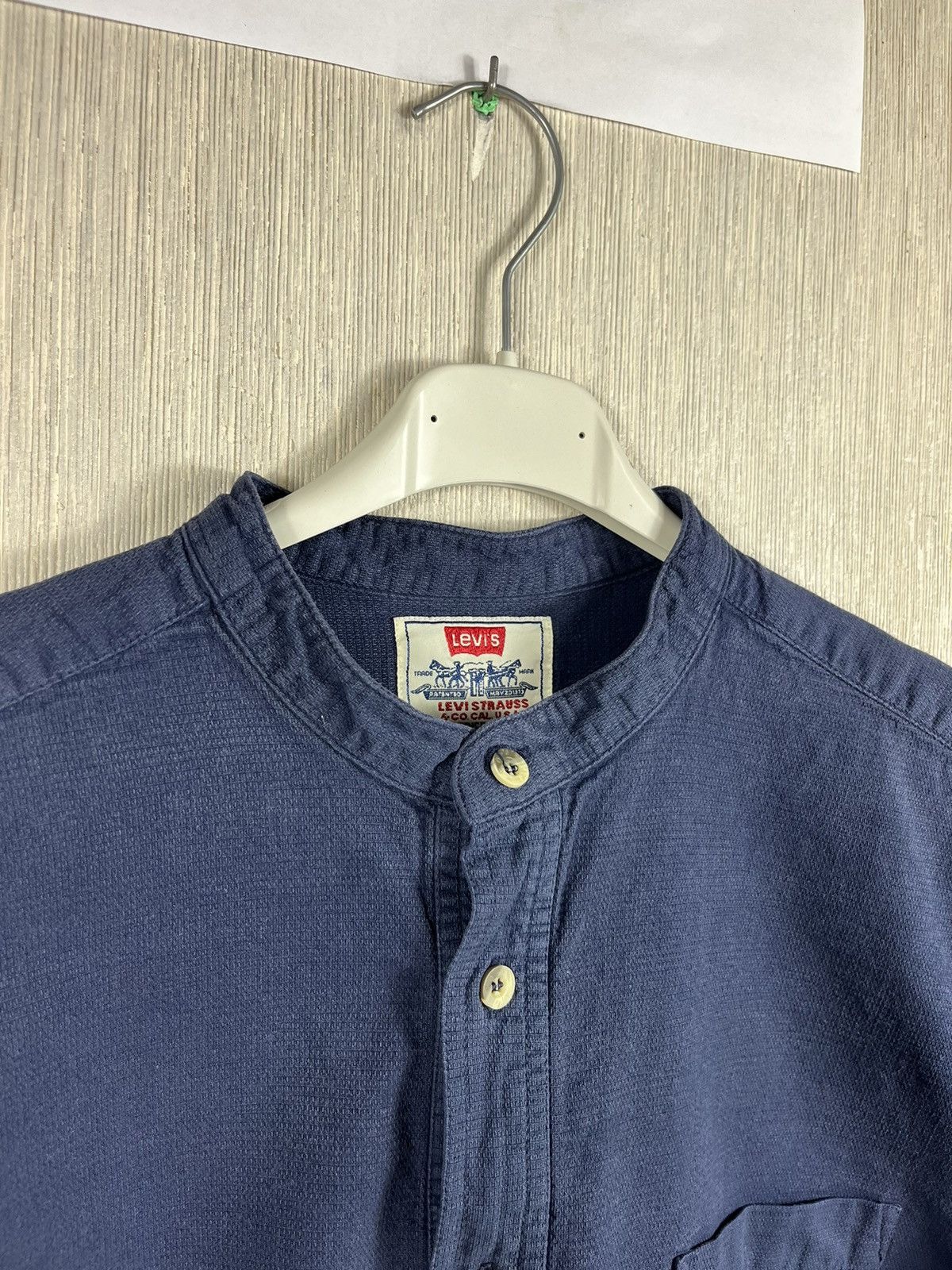 Levi's × Levi's Vintage Clothing × Vintage Vintage 90s Levi’s half button long sleeve shirt navy pocket Size US XL / EU 56 / 4 - 8 Thumbnail