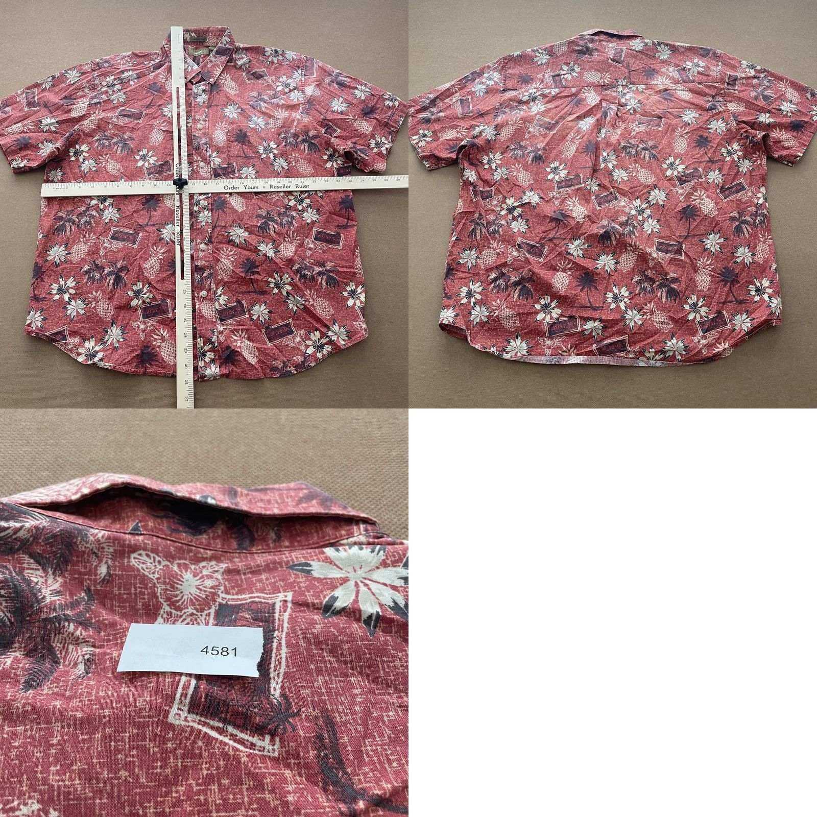 Vintage VINTAGE Natural Issue Shirt Mens XL Red Hawaiian Pineapple Palm Tree Floral Wrinkle Free Size US XL / EU 56 / 4 - 8 Thumbnail