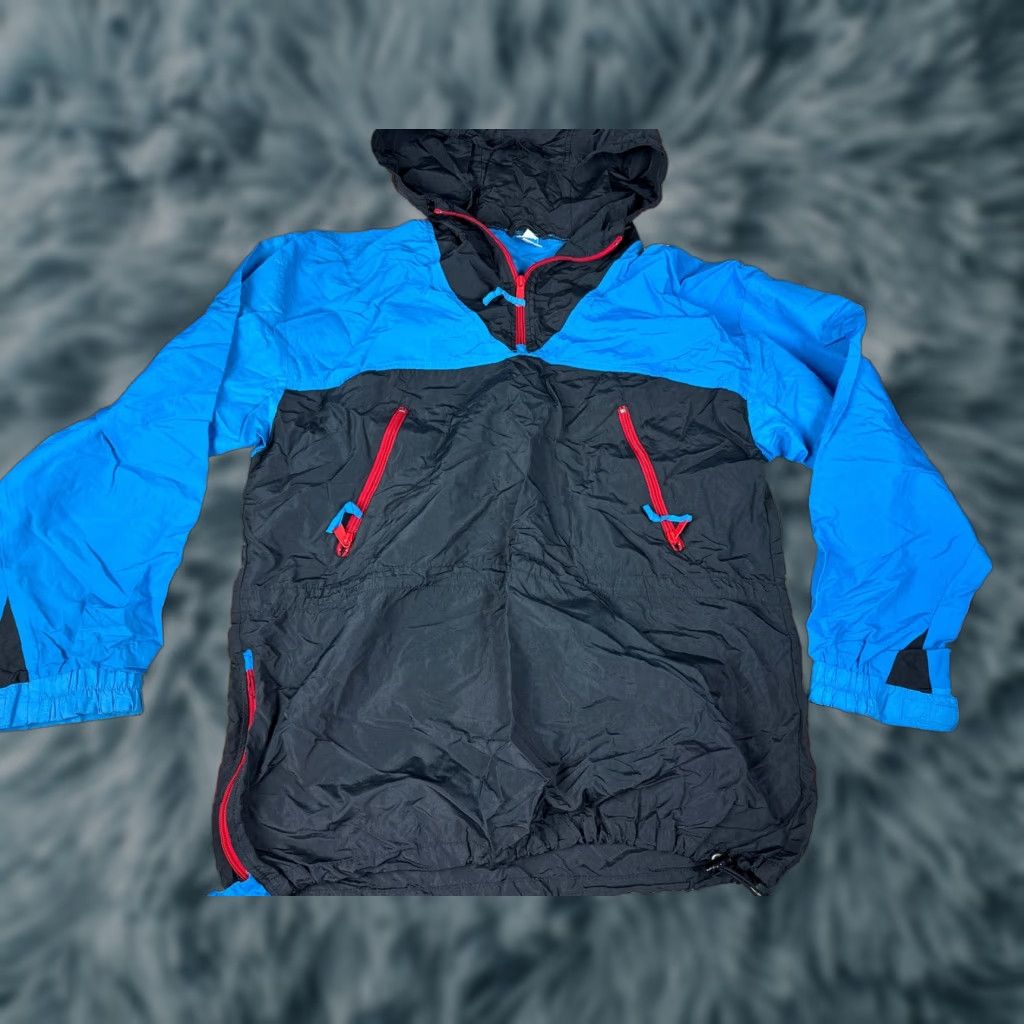 Sierra Designs VINTAGE Sierra Designs Hoodie Anorak Windbreaker Jacket M Black Red Aqua Mens Sz M Size US M / EU 48-50 / 2 - 1 Thumbnail