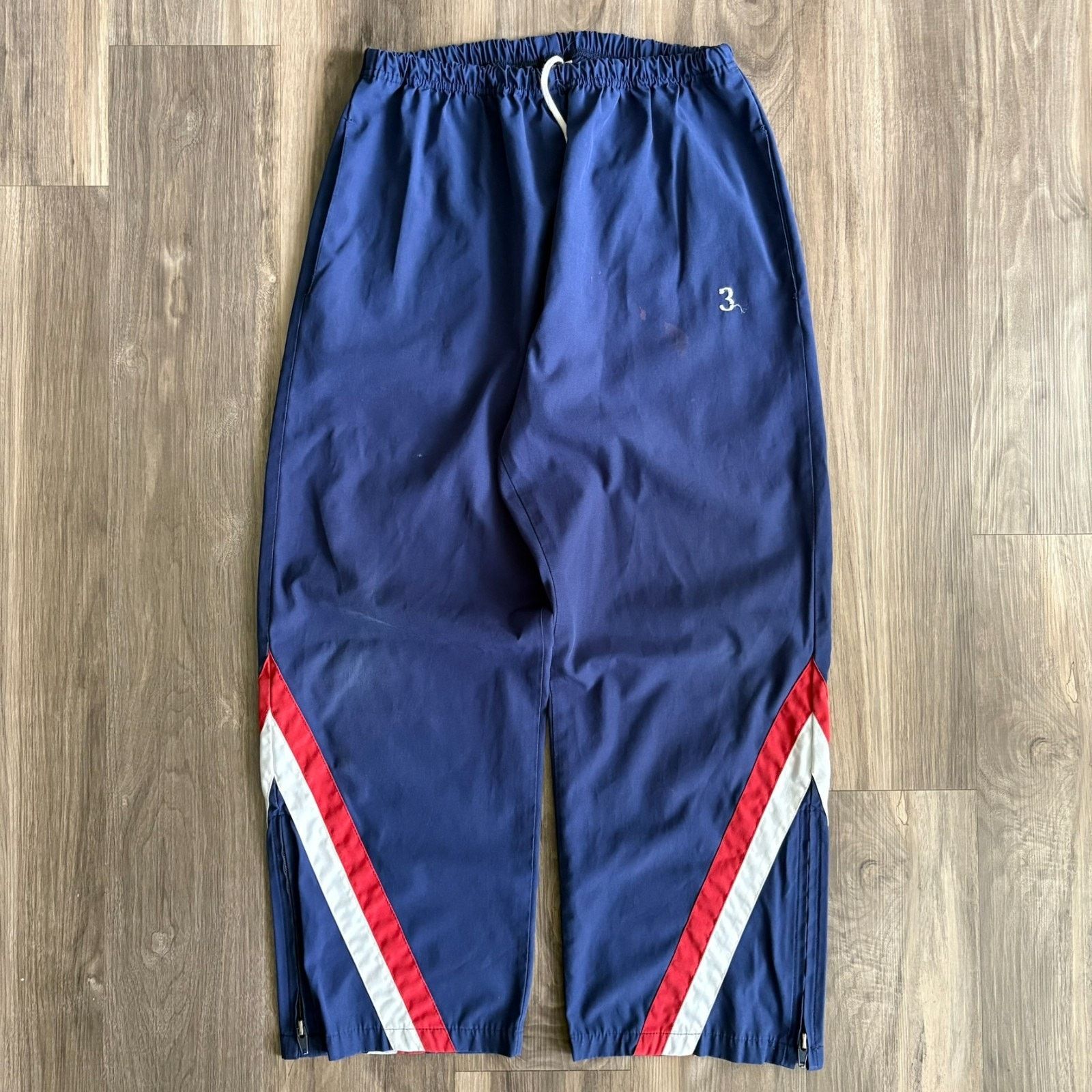 Vintage Vintage 1970s Striped Track Pants Men's Size S Blue Short Size US 32 / EU 48 - 1 Thumbnail