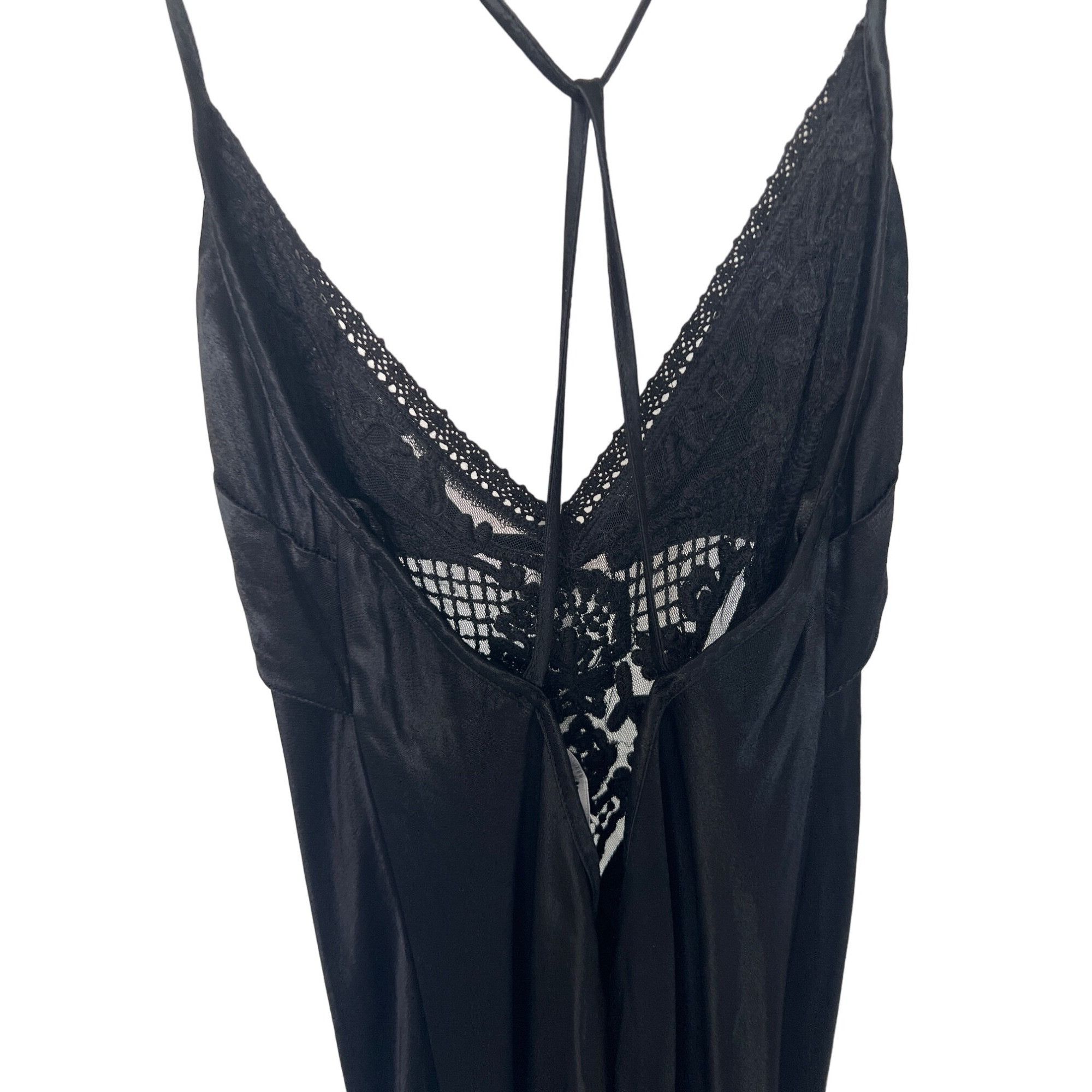 Zara Black Satin Lingerie Open Back Dress