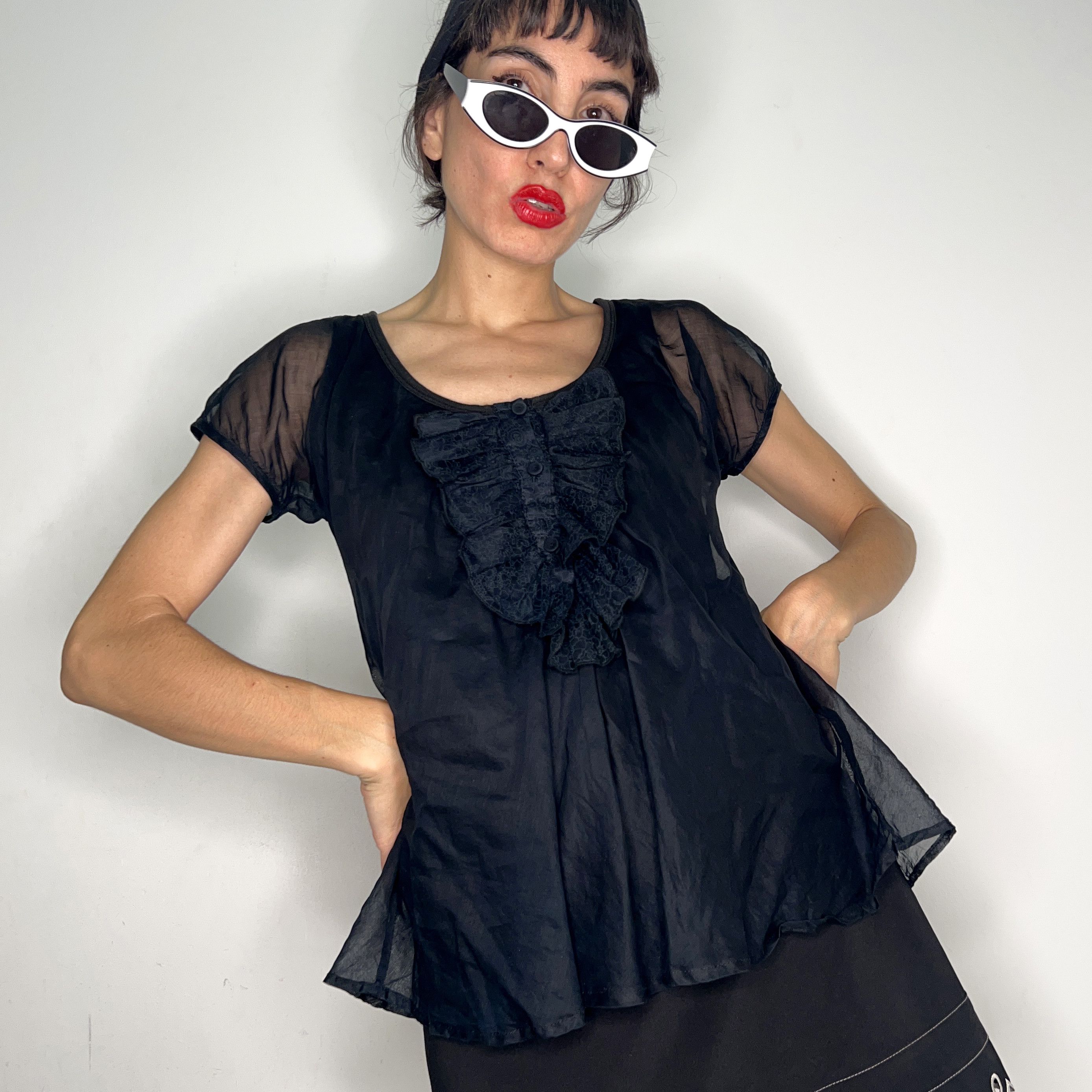 See by Chloe See by Chloe black cotton silk blouse top Size M / US 6-8 / IT 42-44 - 5 Thumbnail
