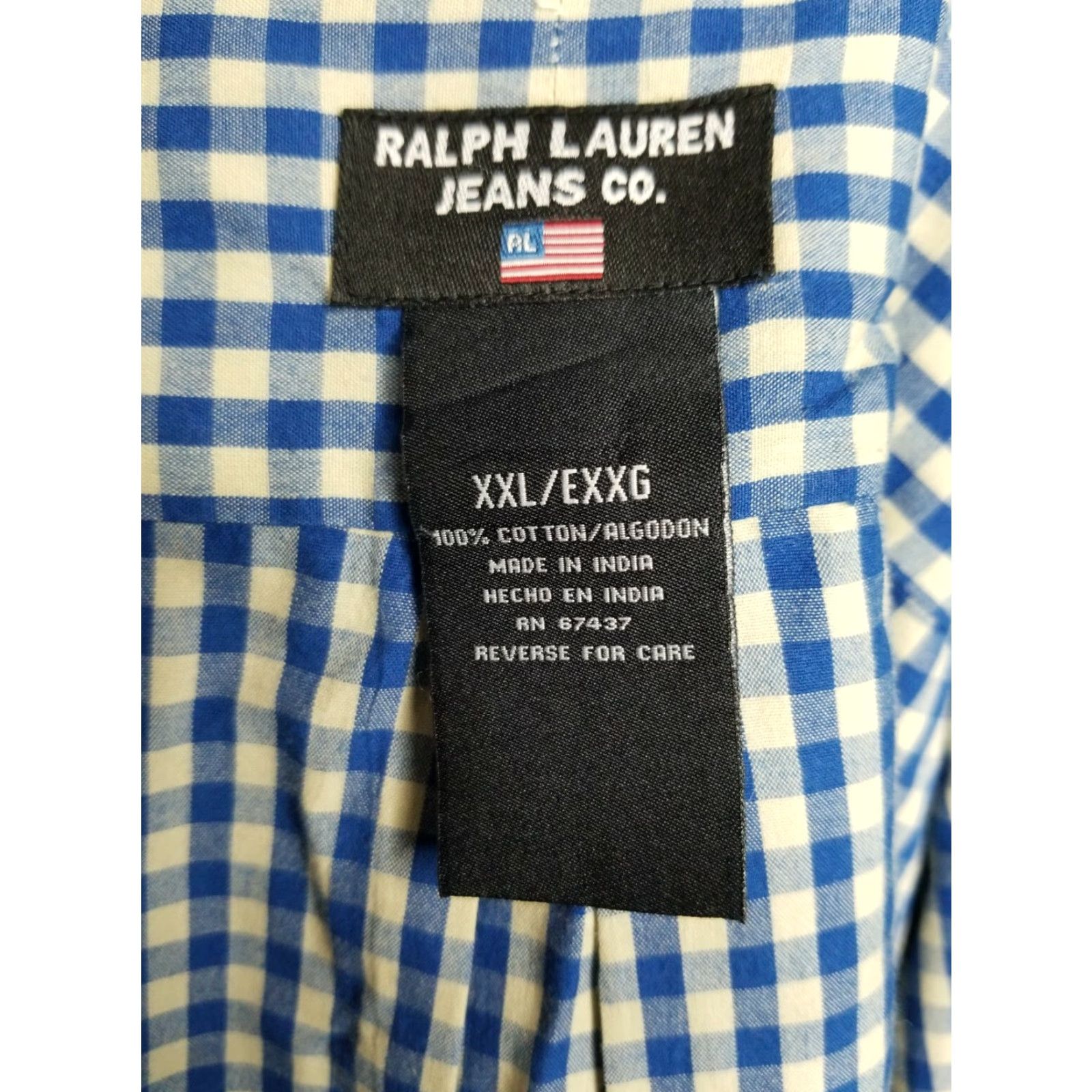 Polo Ralph Lauren VINTAGE Polo Ralph Lauren Shirt POLO RALPH LAUREN Plaid Short Sleeve Button-Up Oxford Shirt Men 2XL Blue Cotton Button-Down 1970s 80s Casual Mens Size US XXL / EU 58 / 5 - 5 Thumbnail
