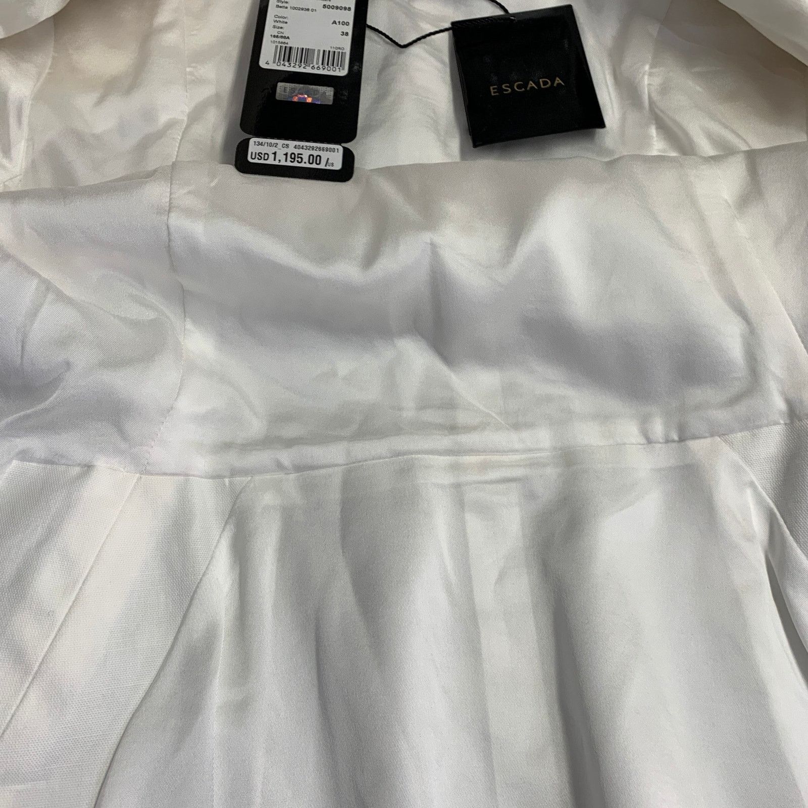 Escada S White Cotton Blend Textured Peak Lapel Jacket Blazer Size S / US 4 / IT 40 - 8 Thumbnail