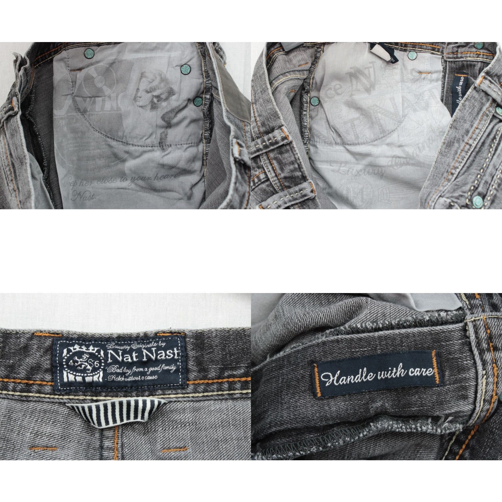 Nat Nast Nat Nast Jeans Men's 32x33 Black Stretch Washed Preppy Grunge Heavy Stitching Size US 32 / EU 48 - 8 Thumbnail