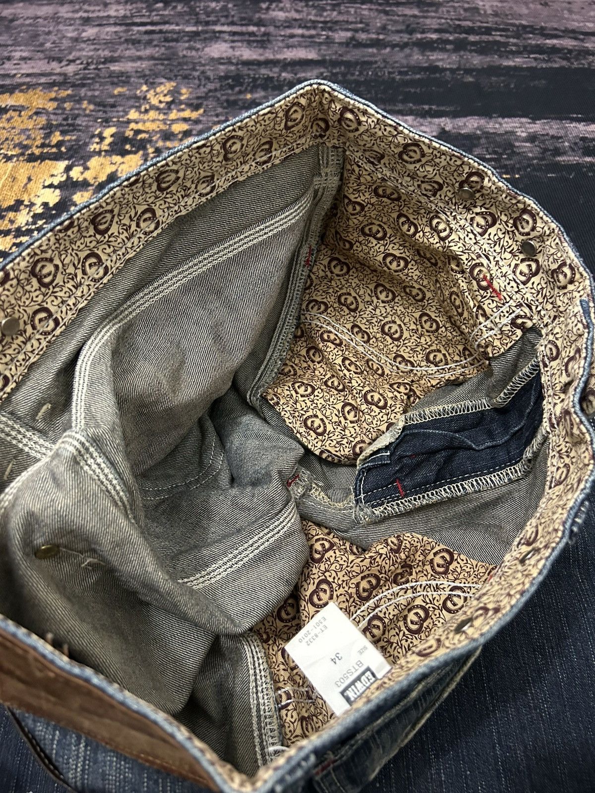 Edwin Vintage Wash Edwin 503 Blue Trip Distressed Carpenter Jeans Size US 34 / EU 50 - 15 Thumbnail