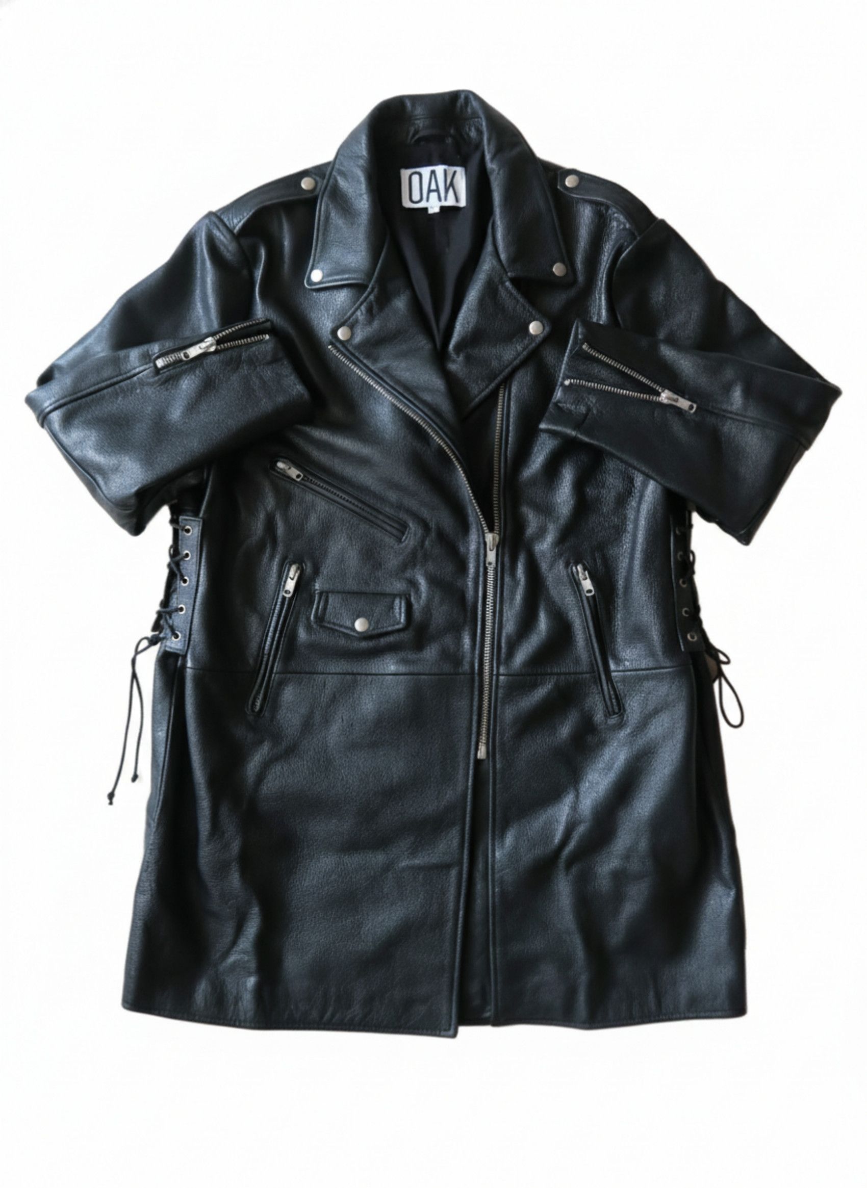 Oak NYC Biker Rigger Long Leather Jacket