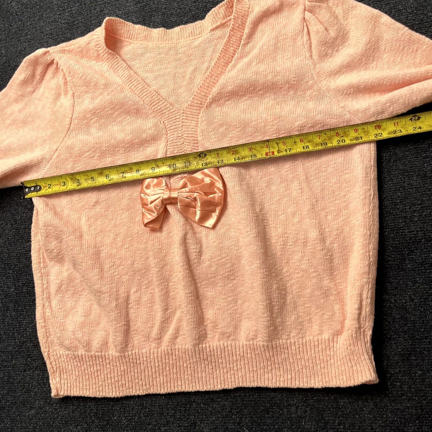Vintage VINTAGE Sweater Womens Large Pink Knit Pullover V-Neck Satin Bow Long Sleeve Size M / US 6-8 / IT 42-44 - 4 Thumbnail