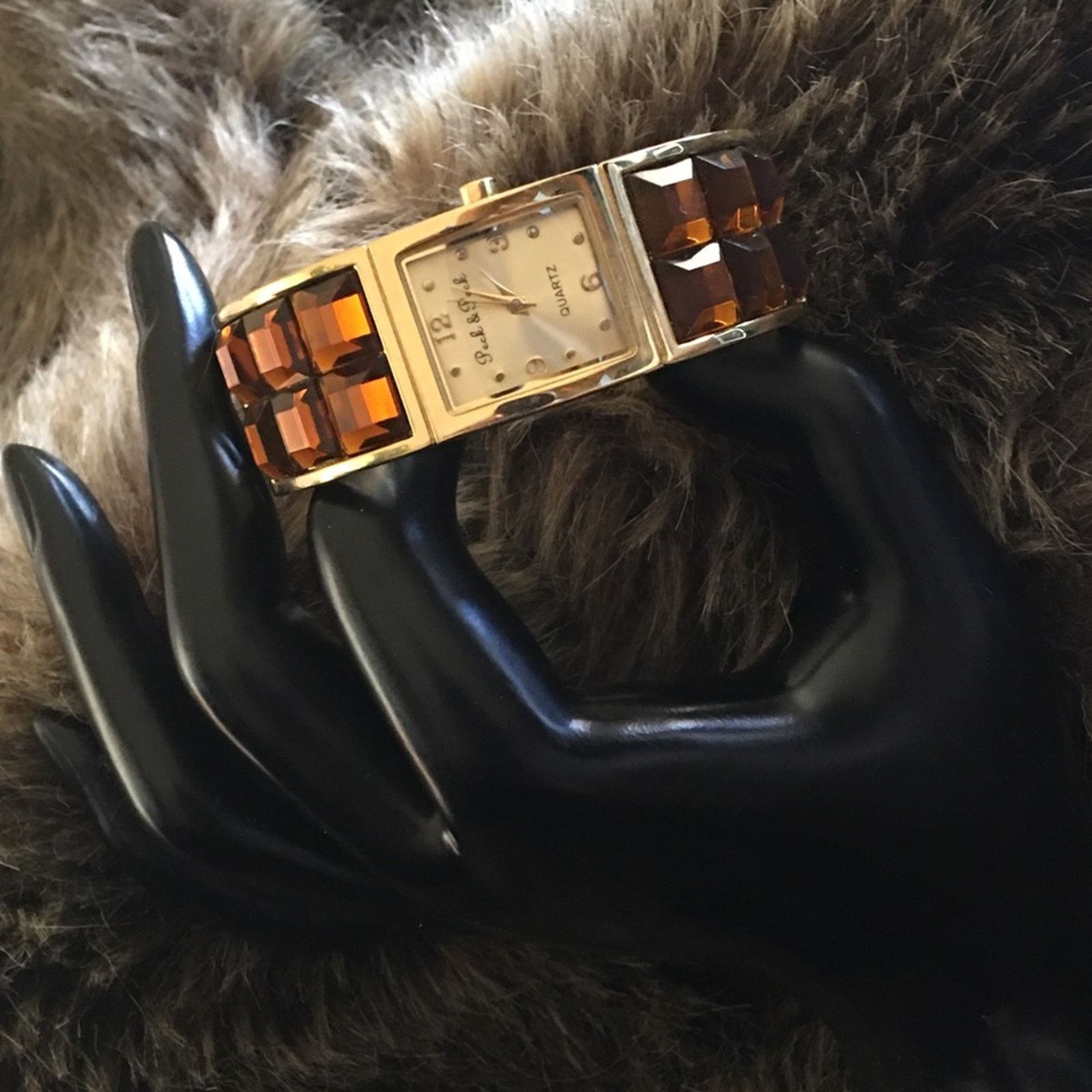 Jewelry Peck & Peck brown topaz stone cuff watch Size ONE SIZE - 1 Thumbnail