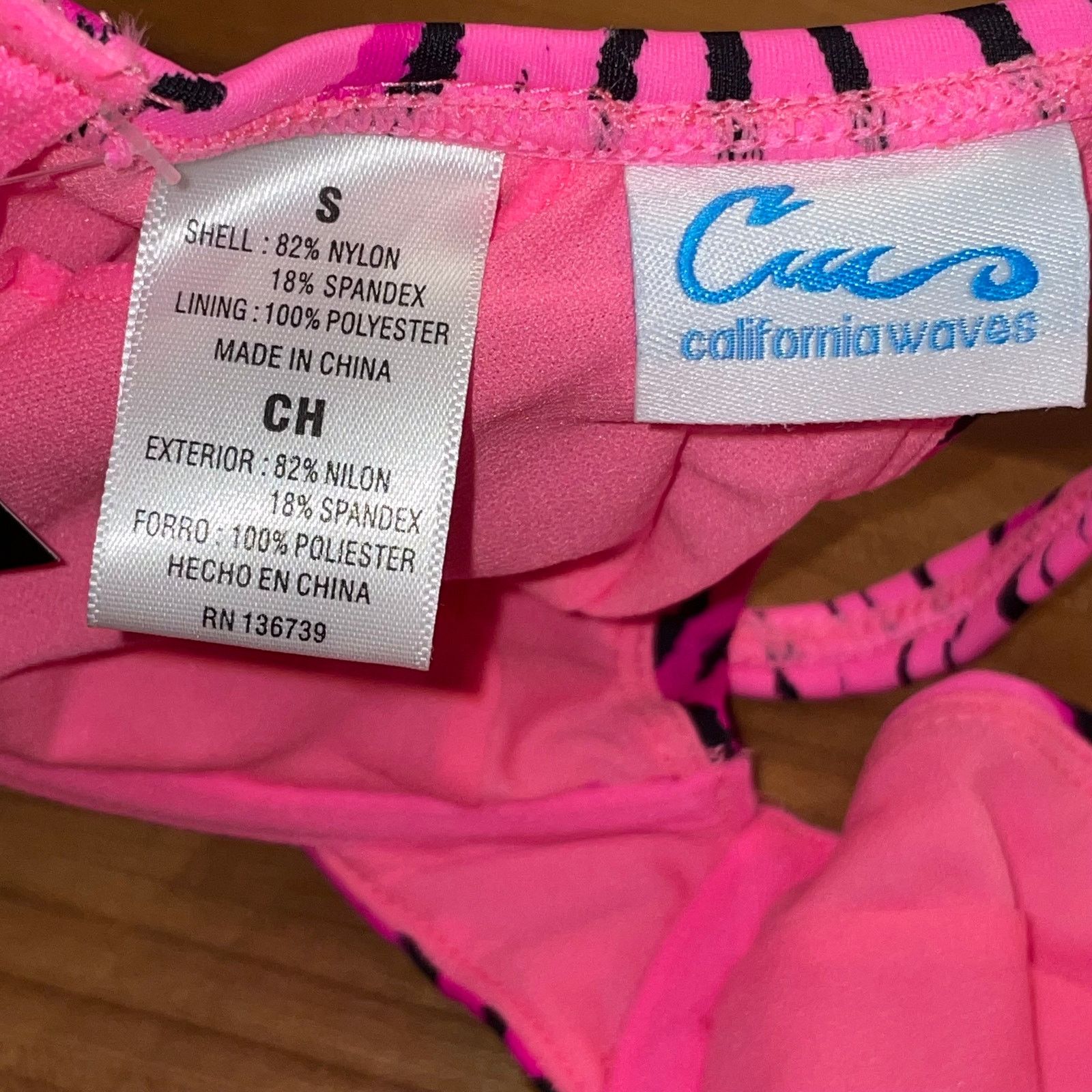 NO ID CALIFORNIA WAVES Jrs, Underwire Bralette Bikini Top Small Size ONE SIZE - 5 Thumbnail