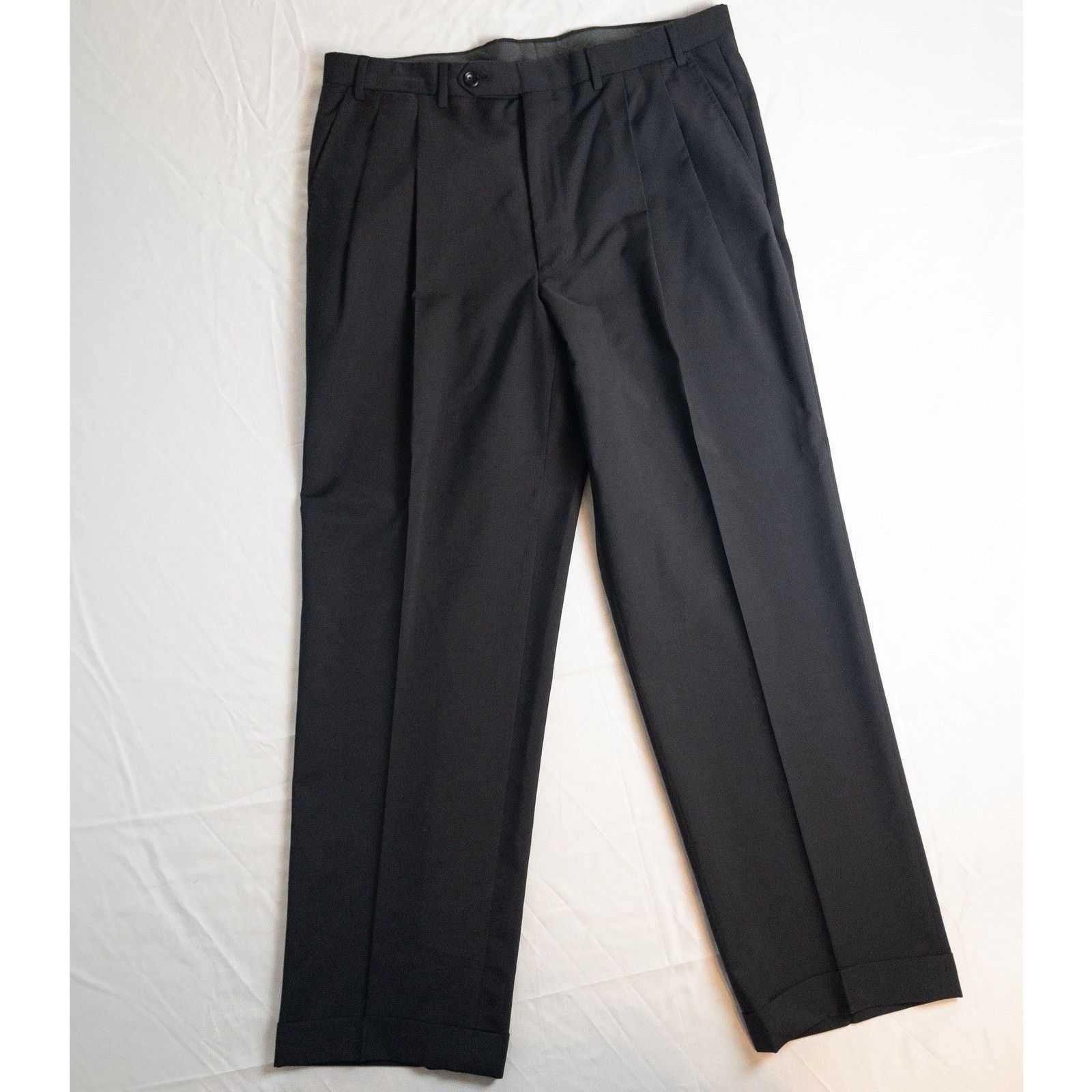 Canali Canali Mens Dress Pants 36x27 Black Wool Pleated A78220/99 Size 34R - 1 Thumbnail