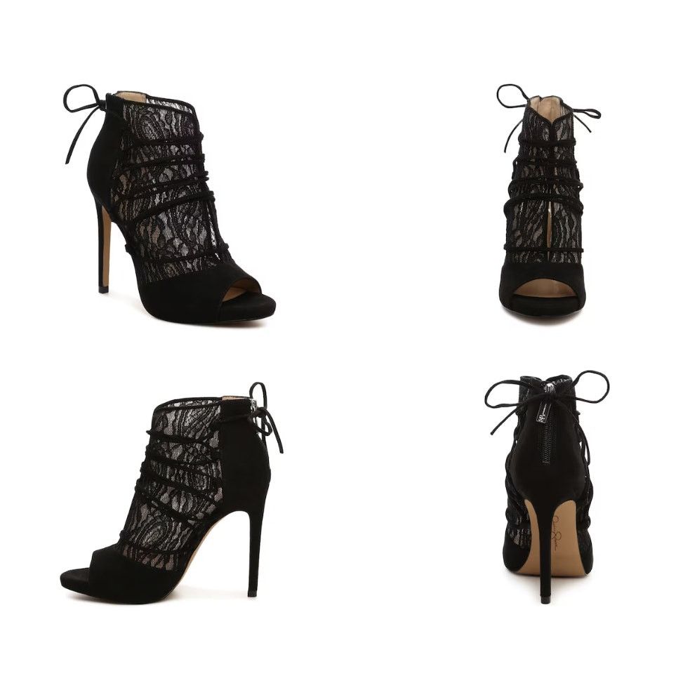 Other Jessica Simpson Raysha Open-Toe Canvas Black Lace Bootie 9.5 Size US 9.5 / IT 39.5 - 1 Thumbnail