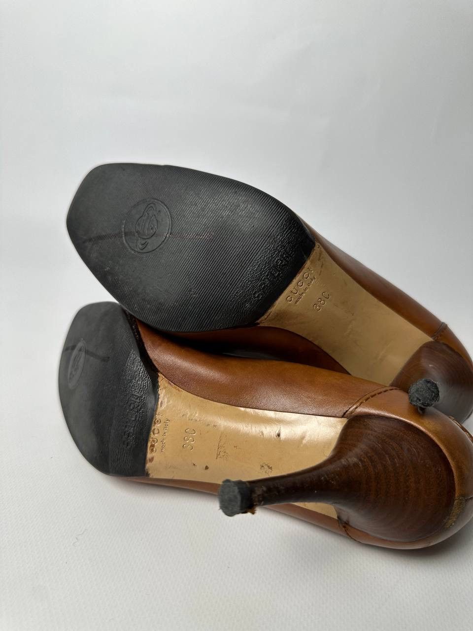 Gucci Gucci Brown Leather Vintage Heels Bamboo Detail Pumps Size US 8 / IT 38 - 9 Thumbnail