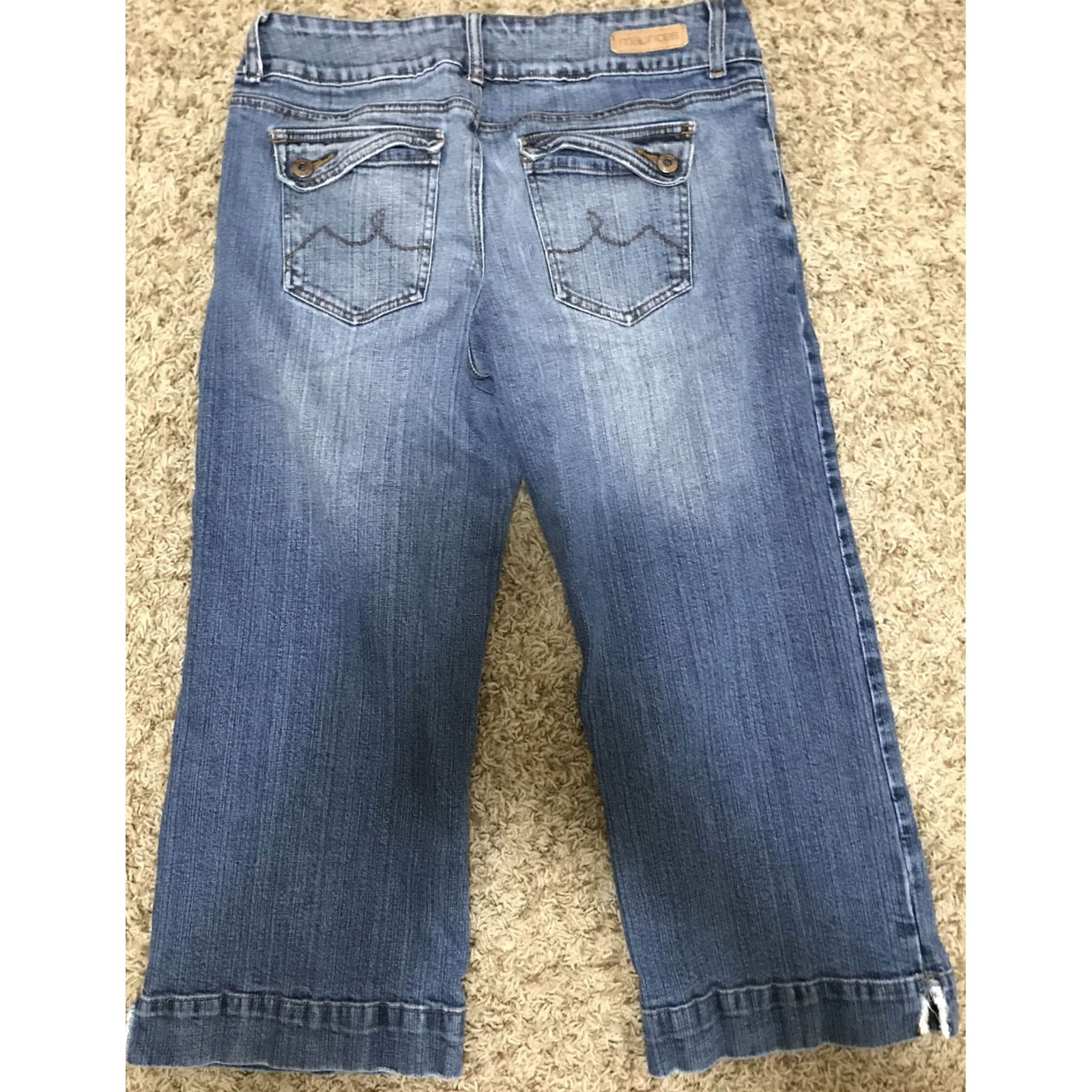 Vintage Maurices Original Women’s Jeans Capri Regular Size 10 Blue Cotton Blend Stretch Zipper Button 22in Inseam Size 24" / US 00 / IT 34 - 2 Thumbnail