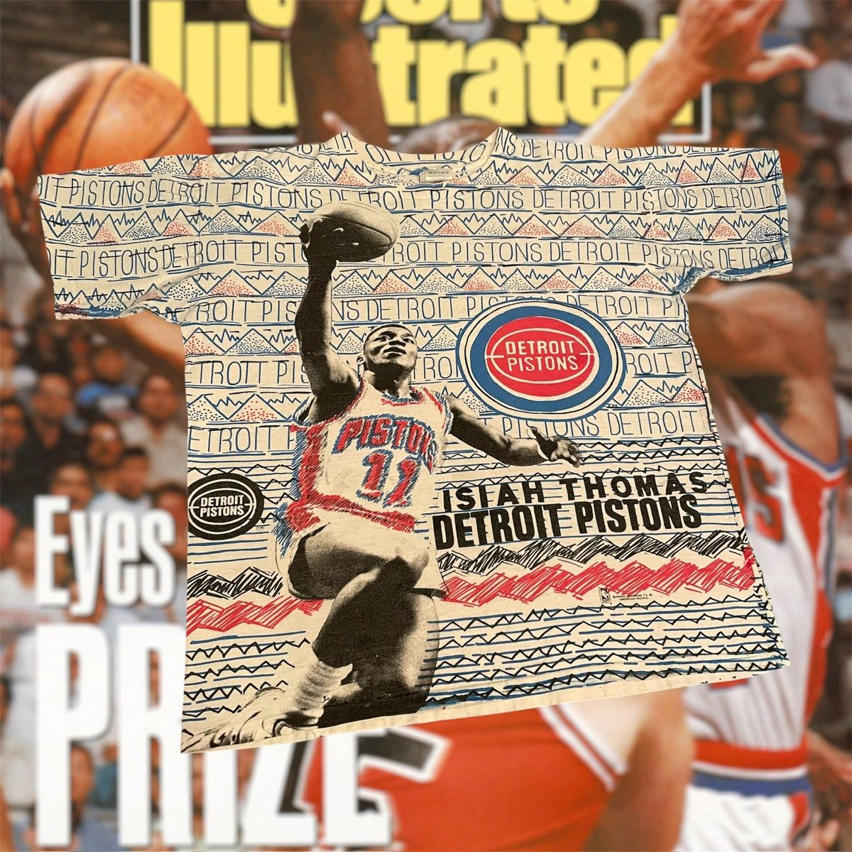 NBA × Vintage Vintage 1990 NBA Isiah Thomas Detroit Pistons Basketball Tee Size US M / EU 48-50 / 2 - 1 Thumbnail