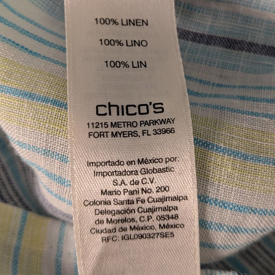 Vintage Vintage Chico's Linen Chevron Button-Down | Women's 2XL Size XXL / US 16-18 / IT 52-54 - 3 Thumbnail