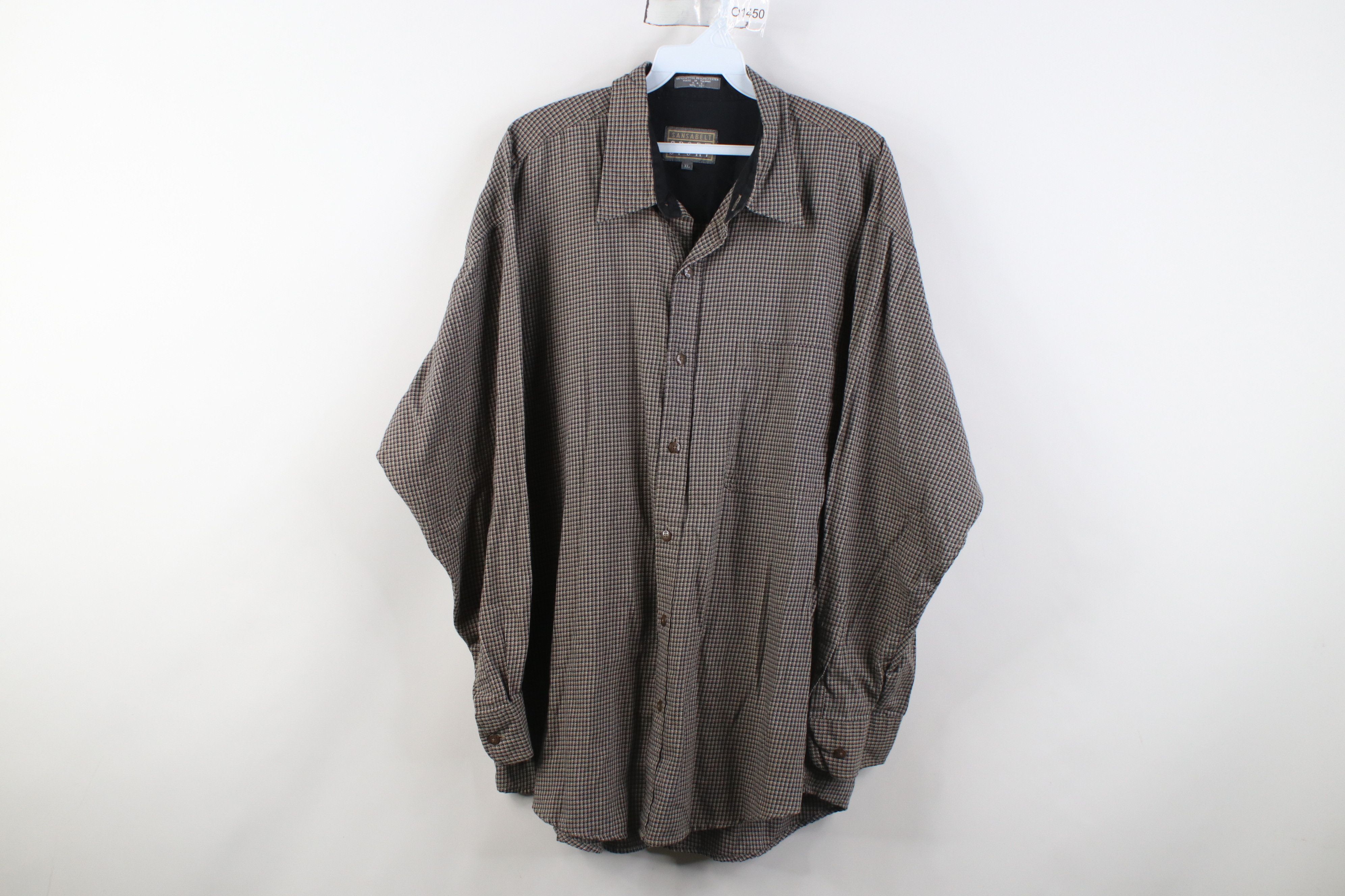 Vintage Vintage 90s Streetwear Collared Button Shirt Geometric Brown Size US XL / EU 56 / 4 - 1 Thumbnail