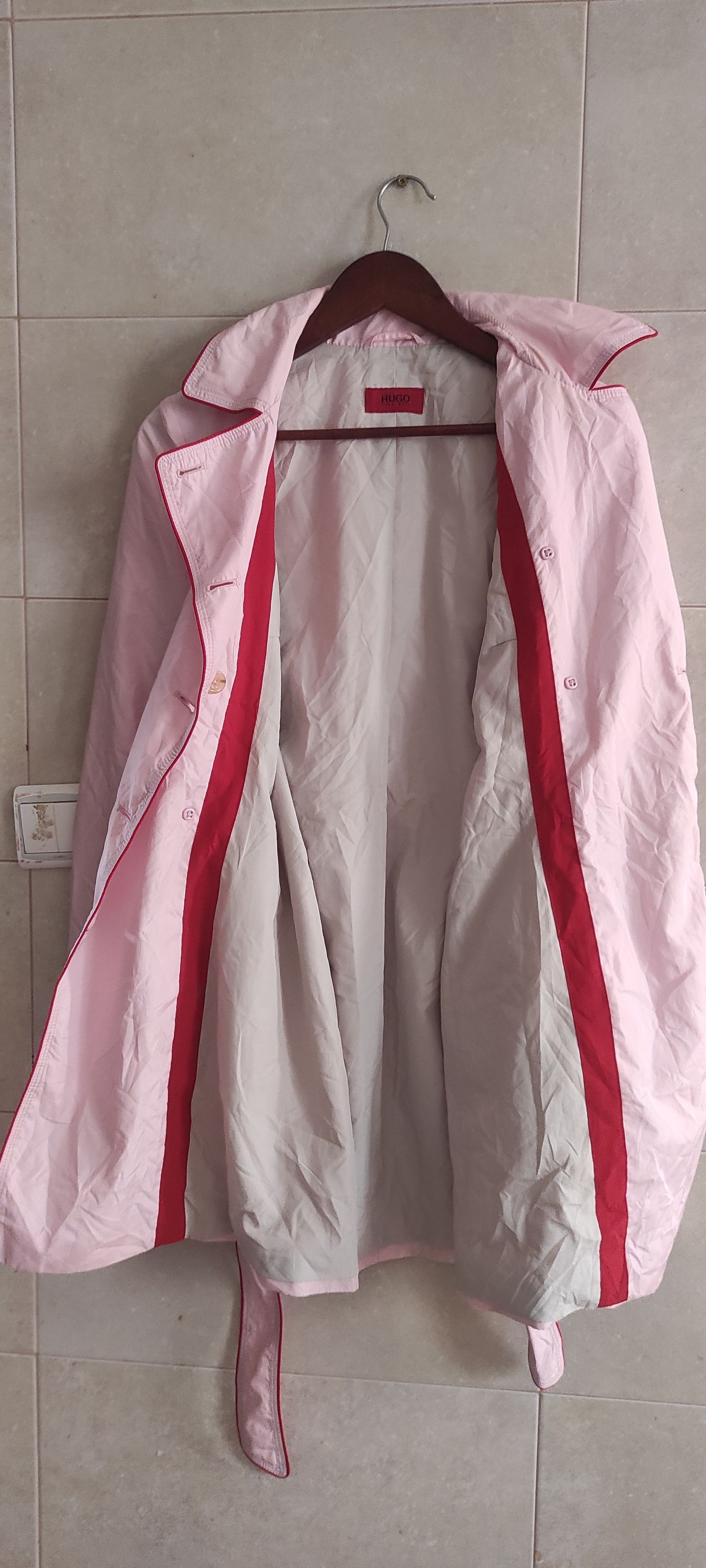 Hugo Boss × Vintage Hugo Boss Classic Double-breasted Trench Coat Light Pink Size S / US 4 / IT 40 - 15 Thumbnail