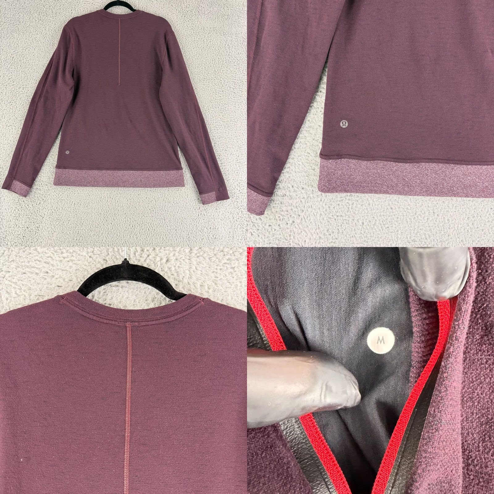 Lululemon Lululemon Sweatshirt Mens Medium Burgundy Zip Pocket Crew Neck Athletic All Seasons Size US M / EU 48-50 / 2 - 8 Thumbnail