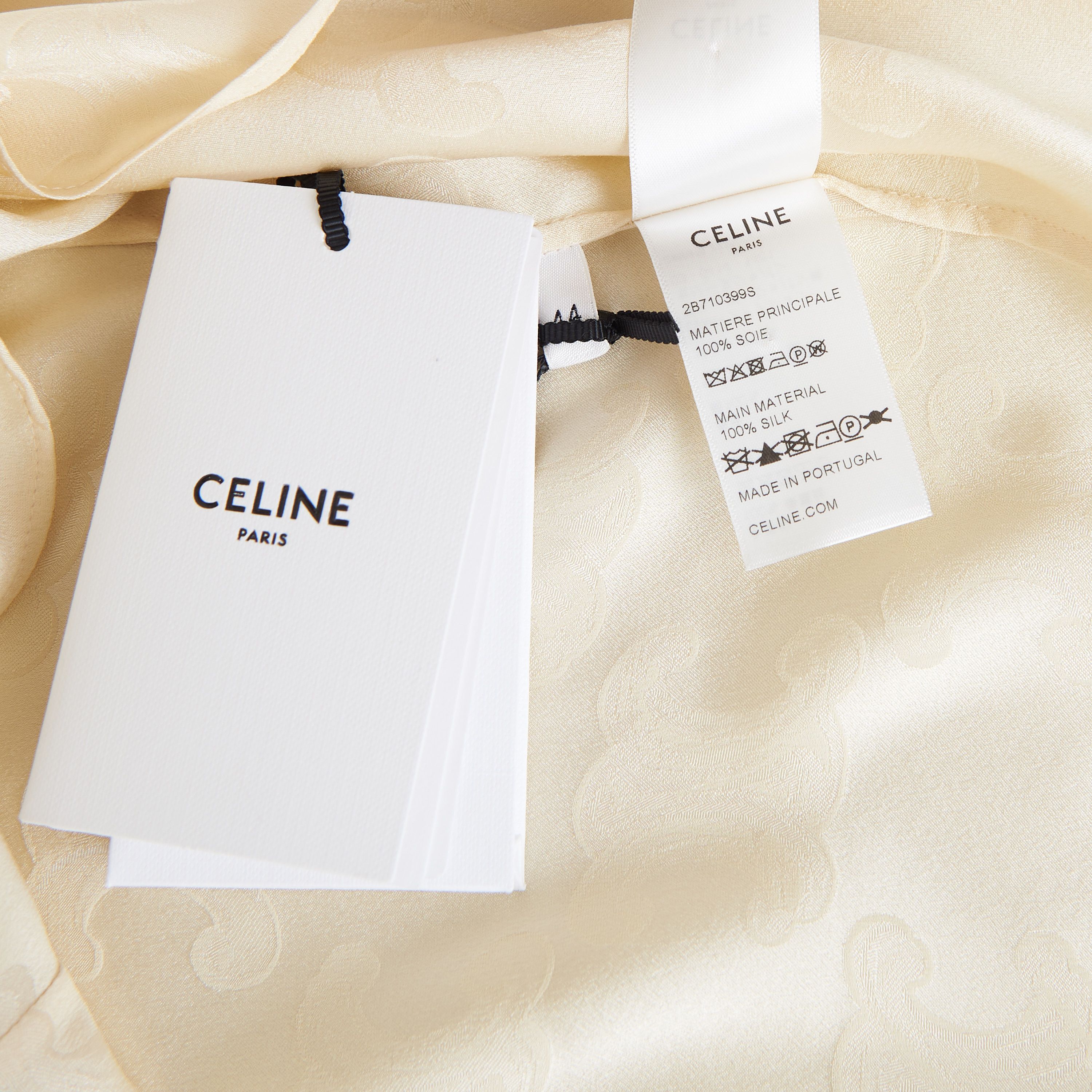 Celine Triomphe Blouse In Crème Shiny Matte Silk Size M / US 6-8 / IT 42-44 - 10 Thumbnail