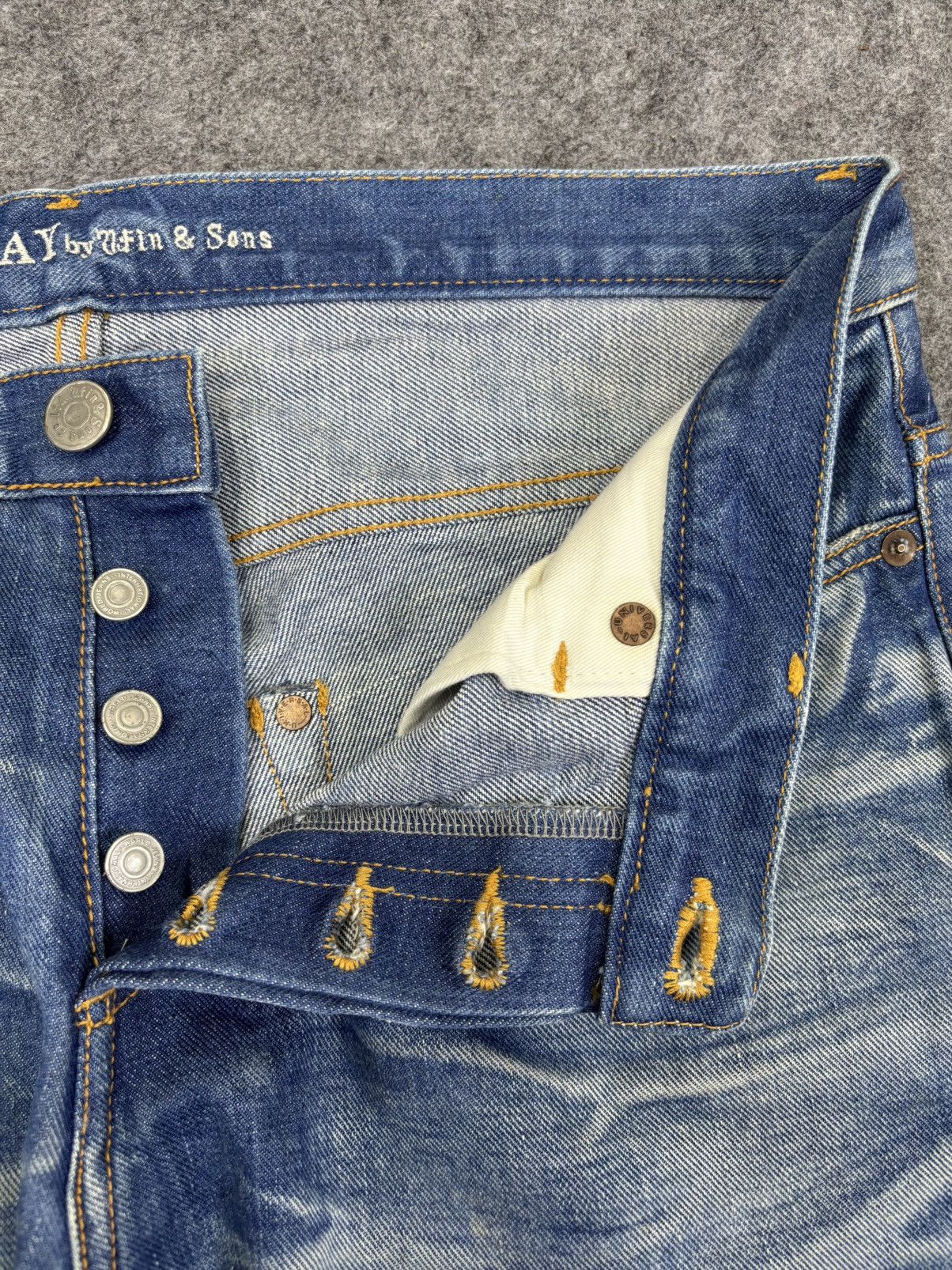 Japanese Brand 💥Insane Style💥fin&Sons Japan Smoky Fades Denim K6 Size US 34 / EU 50 - 5 Thumbnail