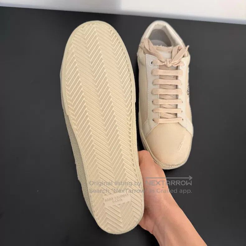 Saint Laurent Paris Saint Laurent Paris Slogan Embroidered Distressed Sneakers Size US 9 / EU 42 - 2 Thumbnail