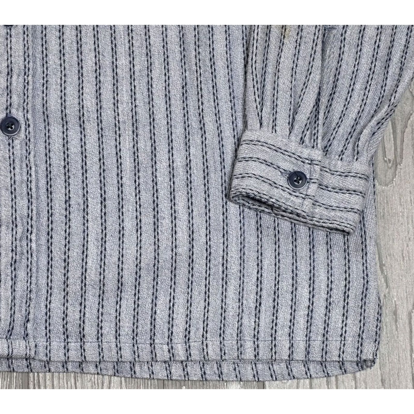 Levi's VTG Levi's Work Shirt Men Long Sleeve Stripe Button Up XL Gray 100% Cotton Western 90s Denim Style Shirt Mens Size US XL / EU 56 / 4 - 4 Thumbnail