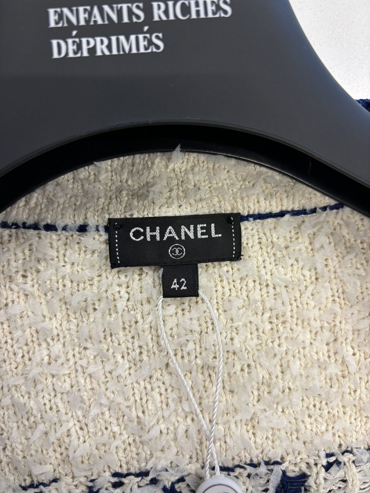 Chanel SS19 blue/ white varsity CC logo cardigan Size US M / EU 48-50 / 2 - 3 Thumbnail