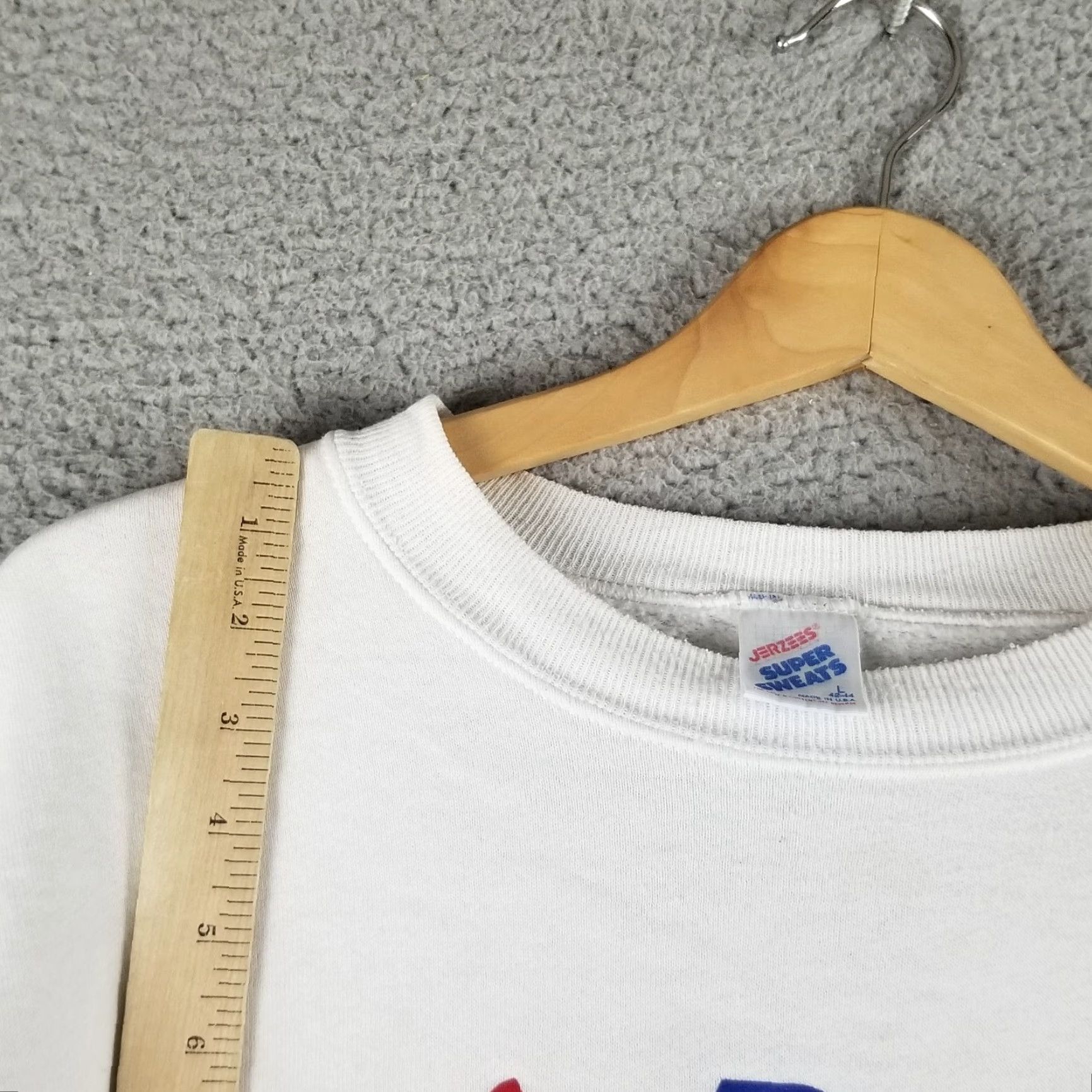 Jerzees VINTAGE Jerzees NuBlend Promo Sweatshirt Shirt Adult Large White 80s 90s Grunge Pullover Mens Size US L / EU 52-54 / 3 - 3 Thumbnail