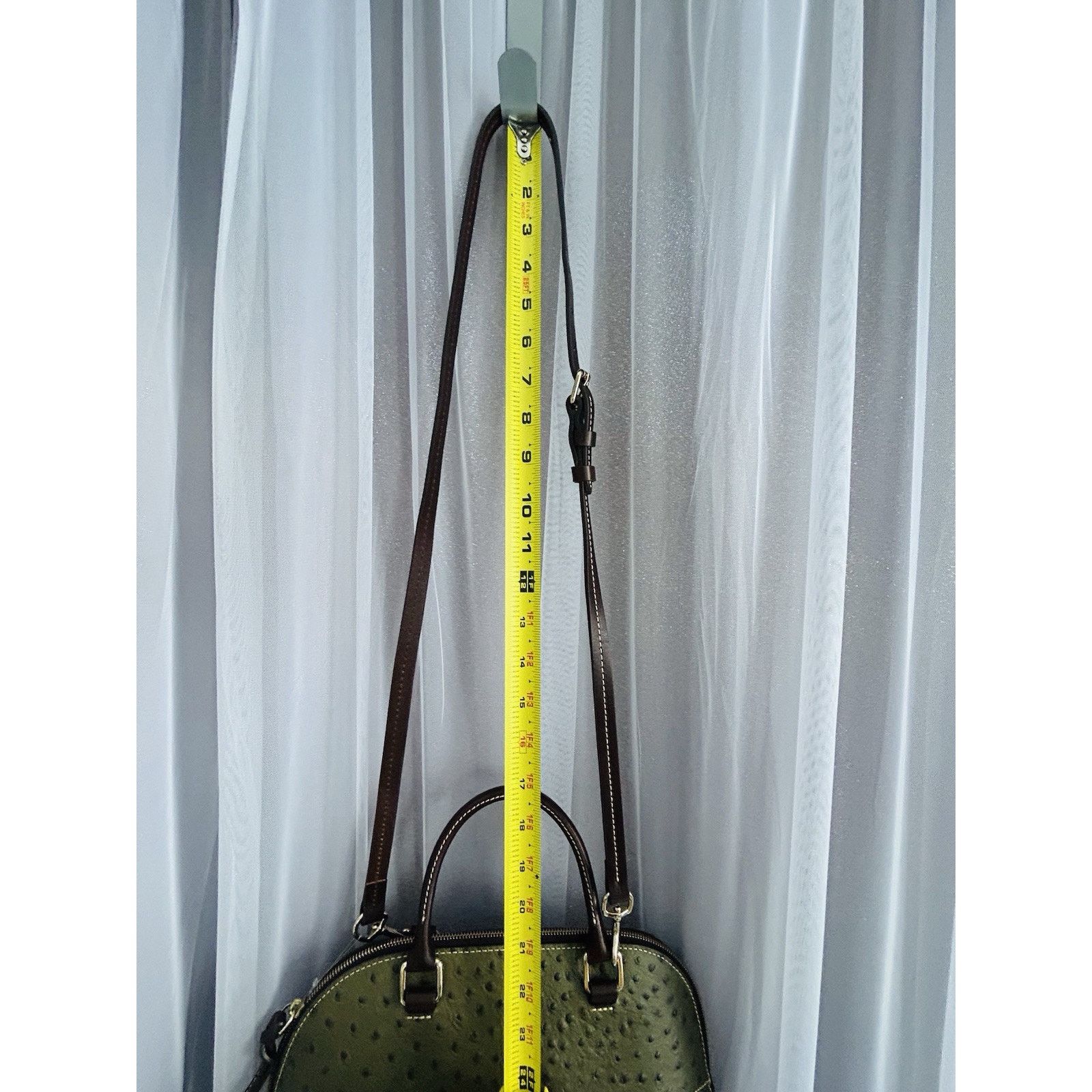 Dooney & Bourke NWT Dooney Bourke Ostrich Leather Carter Satchel Olive Dome Size ONE SIZE - 21 Thumbnail