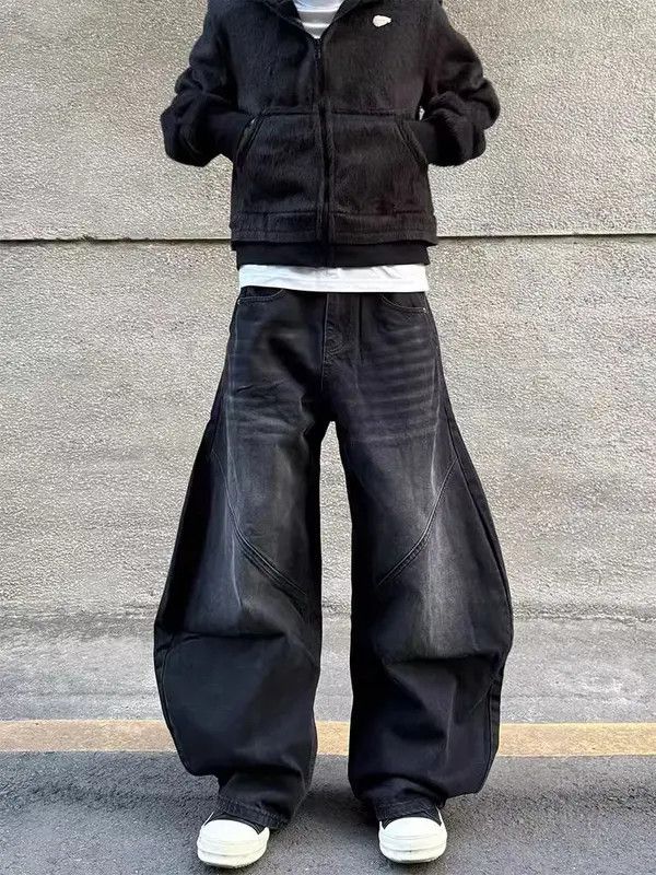 VIBE Washed Black Machete Contour Baggy Jeans Size US 34 / EU 50 - 3 Thumbnail