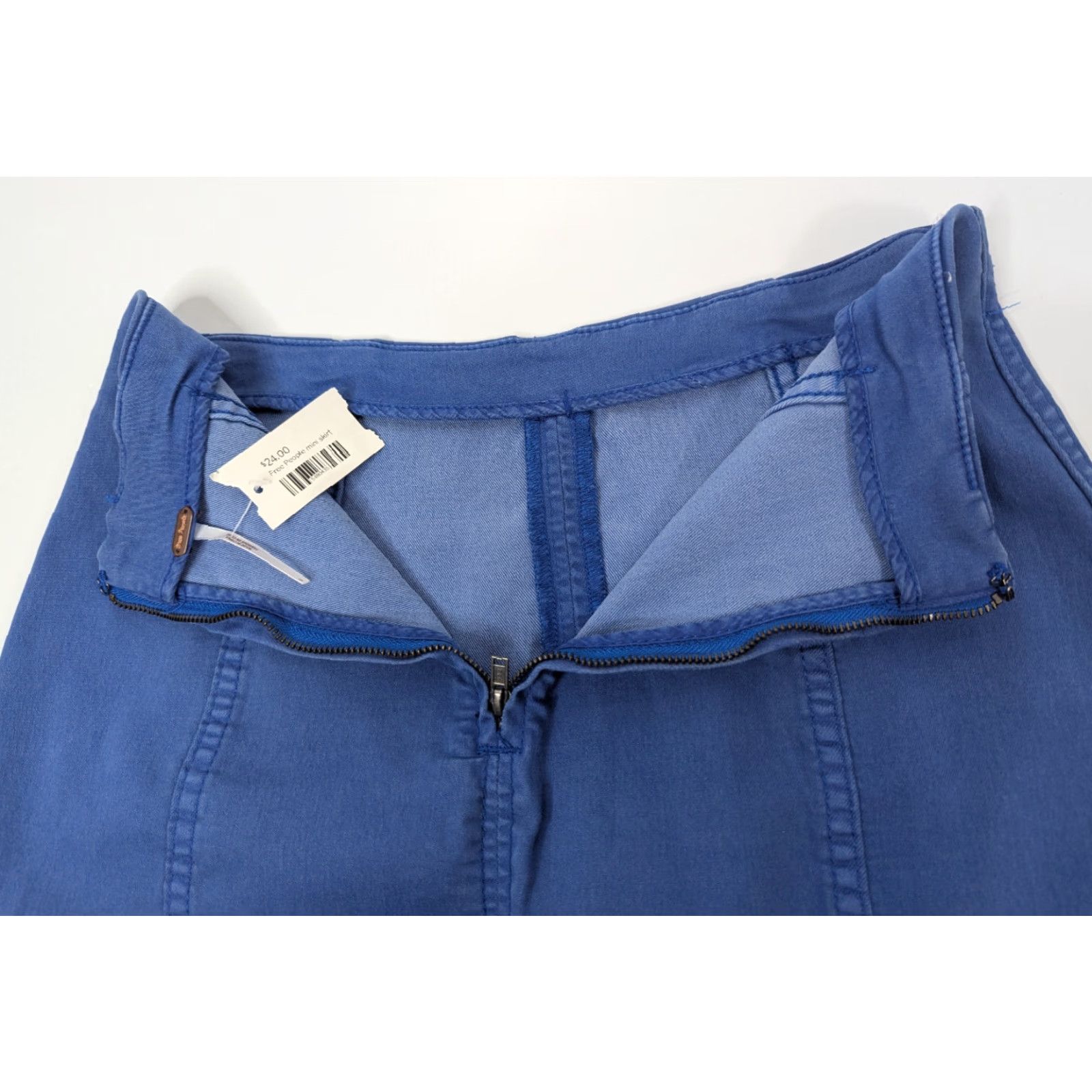 Free People Free People Mini Skirt Royal Blue 6 Lapis Lazuli Stretch Zip NWT Denim Cotton Polyester Spandex Bohemian Solid Blue Size 28" / US 6 / IT 42 - 5 Thumbnail