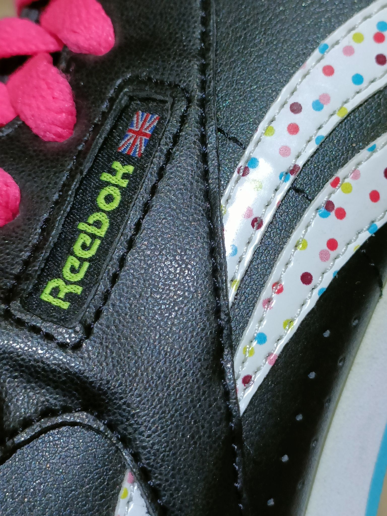 Reebok Reebok Sneakers Girls 3 Black Pink Teal High Top Polka Dot Size 3XL / US 20-22 - 6 Thumbnail