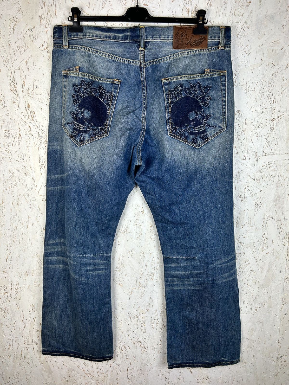 Christian Audigier Vintage Ed Hardy By Audigier Skull Pocket Y2K Denim Jeans 38 Size US 38 / EU 54 - 1 Thumbnail