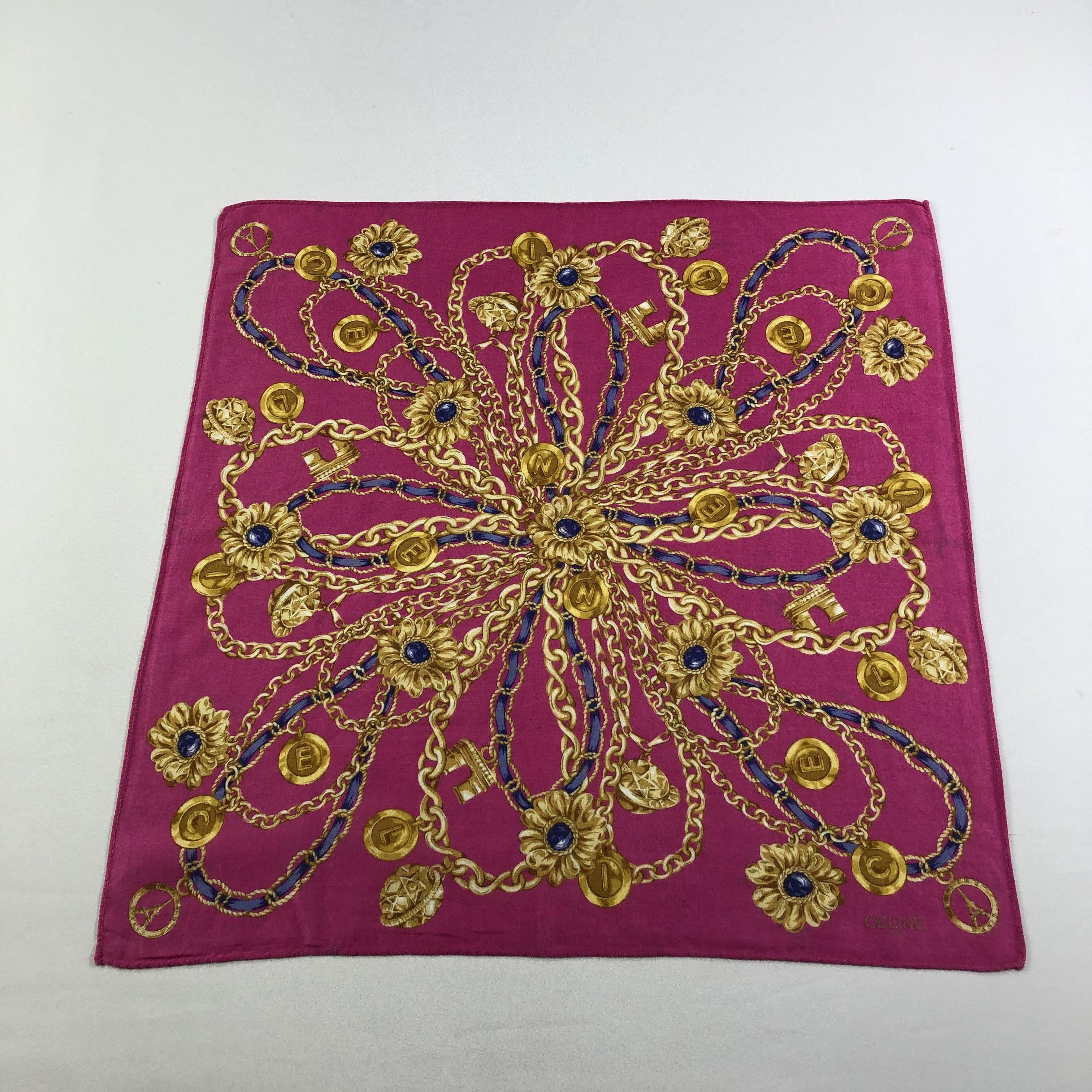 Celine Celine Gold Chains Handkerchief Neckerchief Bandana H2168 Size ONE SIZE - 2 Thumbnail