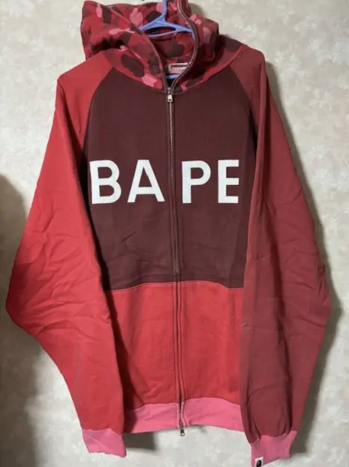 Bape OG Bape Camo zip hoodie Red (2005) | Grailed